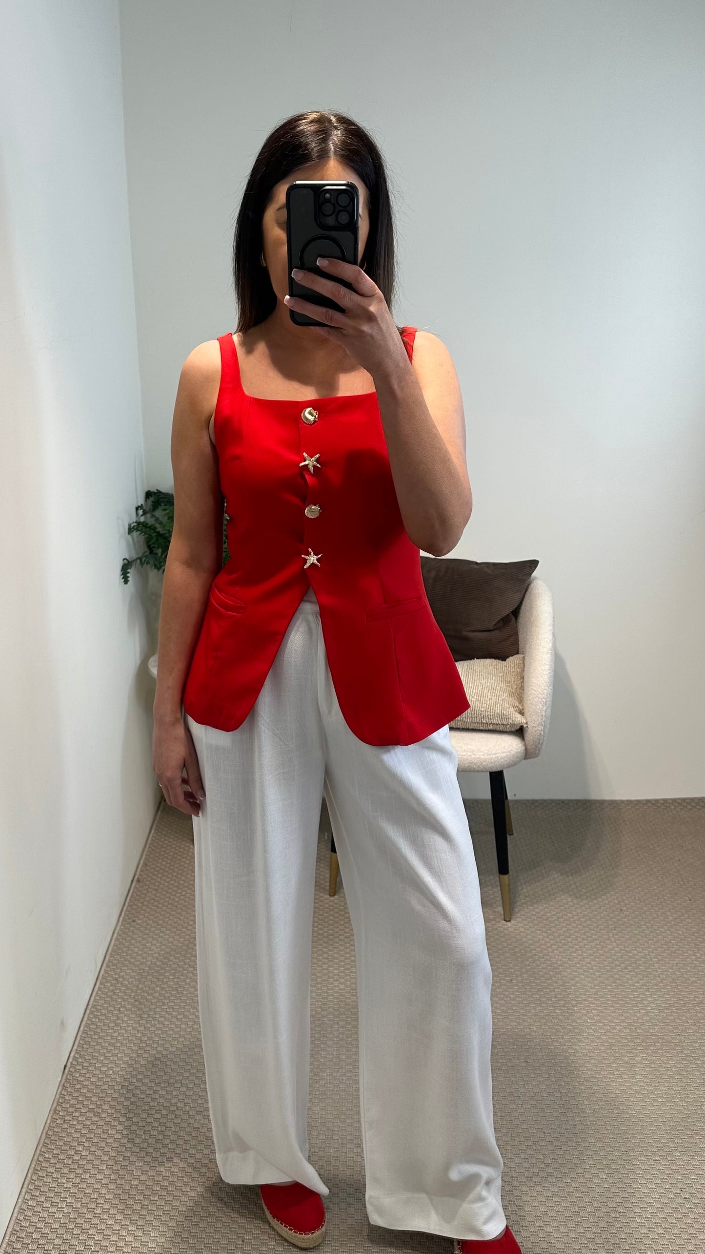 White Linen-Blend Trousers