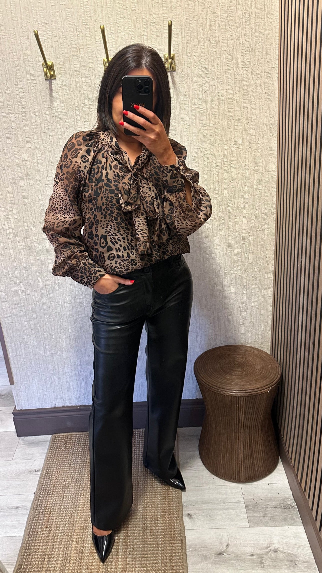Leopard Print Sheer Blouse