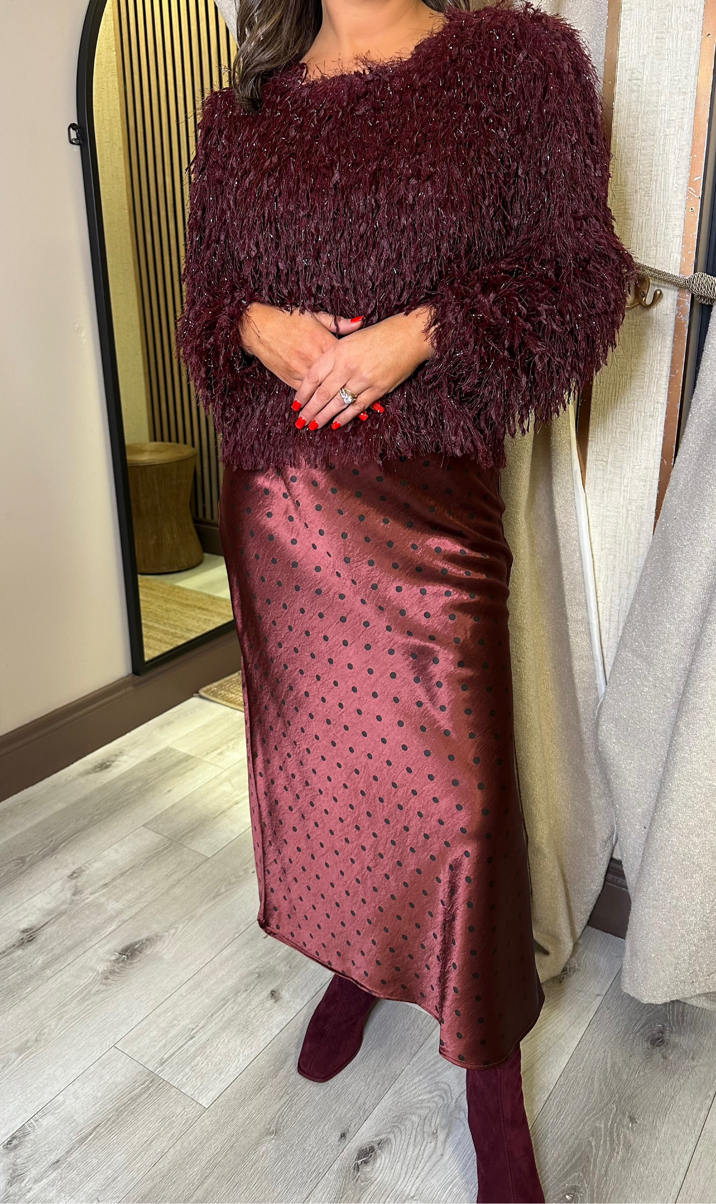 Wine Polka Dot Skirt