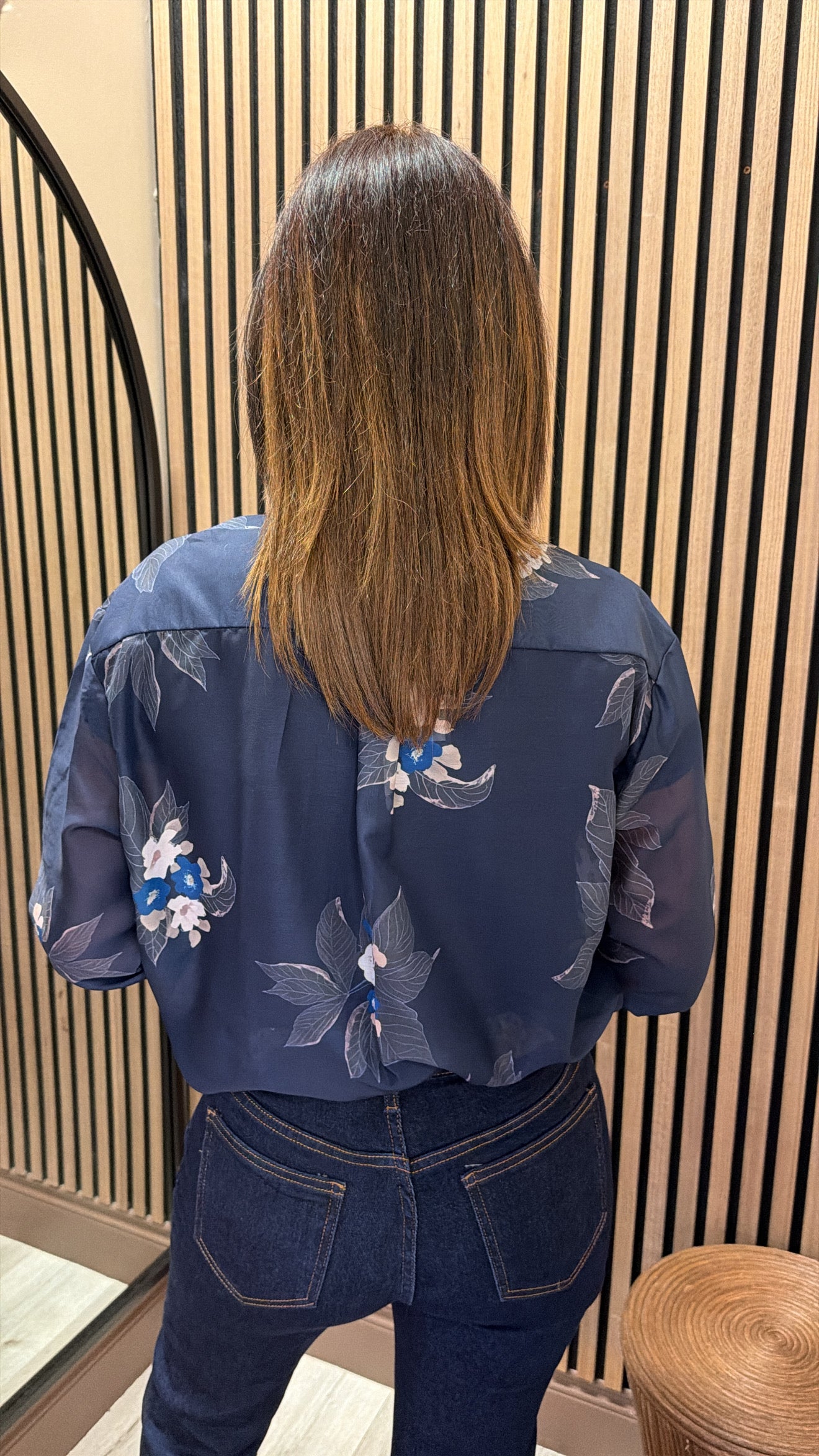 Navy Floral Sheer Shirt