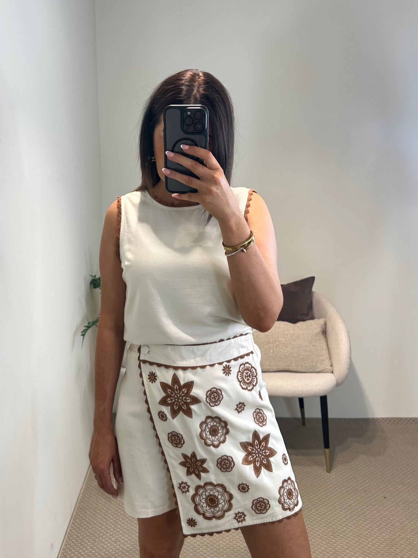 Cream & Brown Top