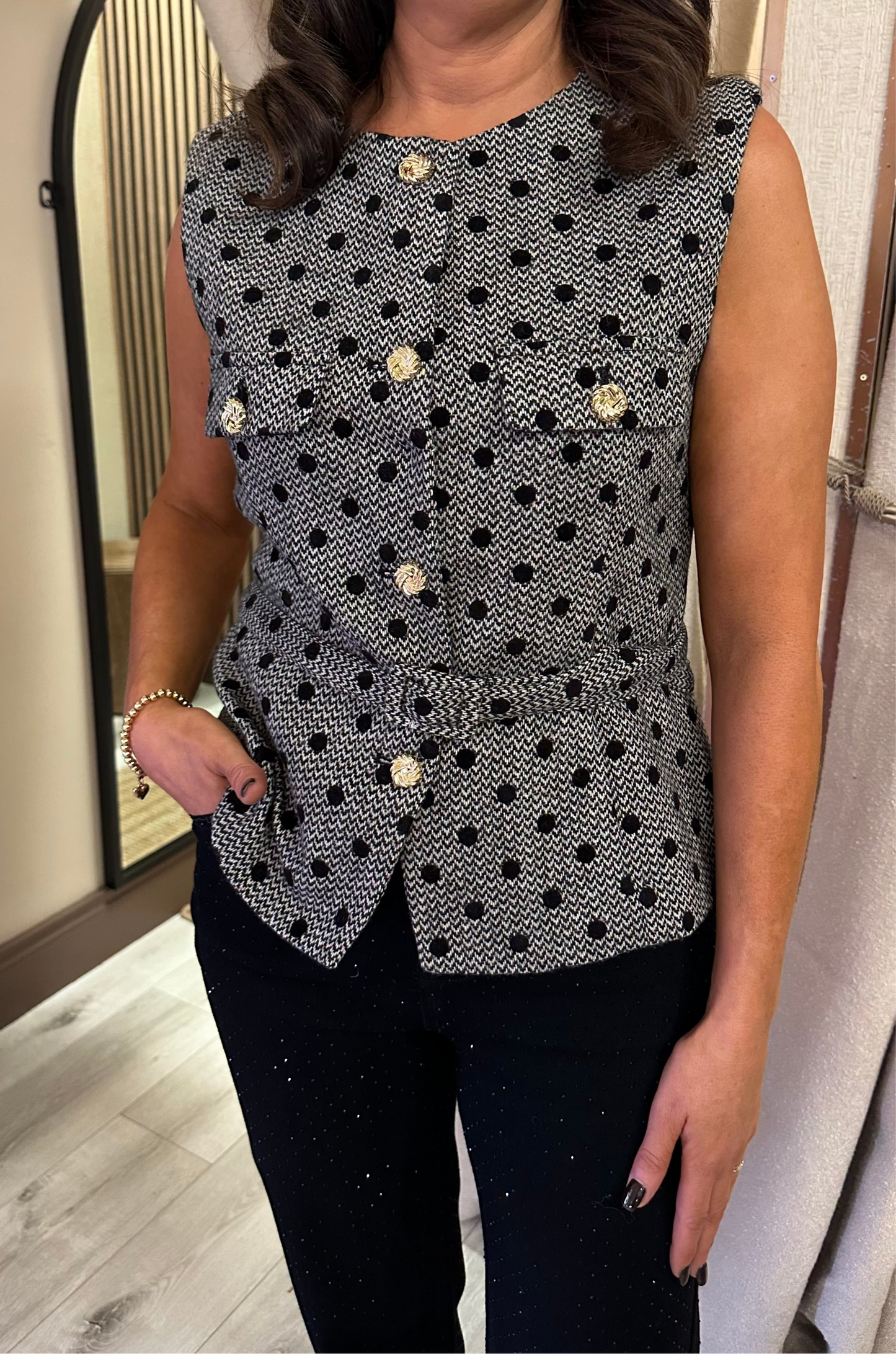 Black & Grey Polka Dot Waistcoat