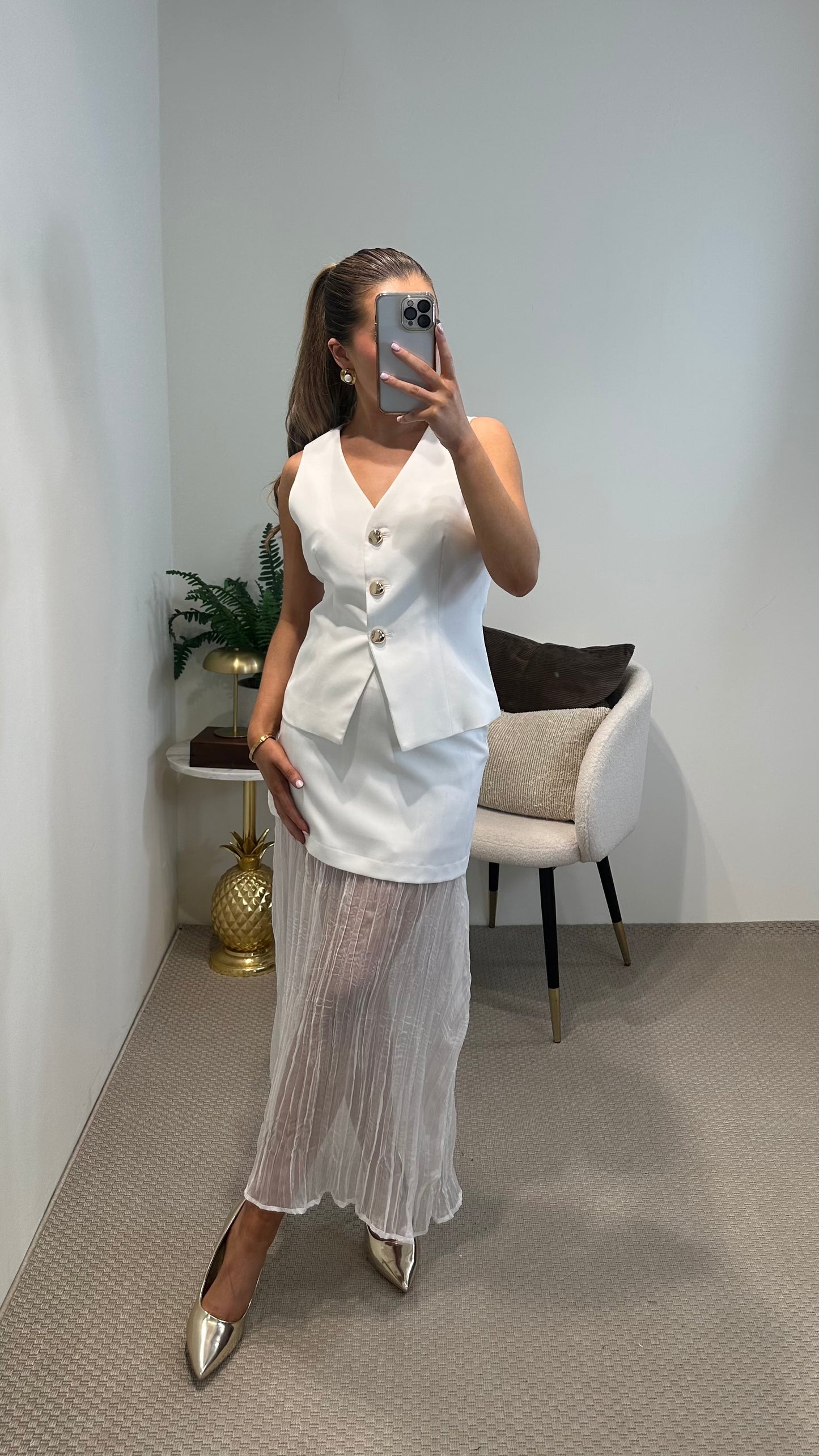 White Combined Skirt