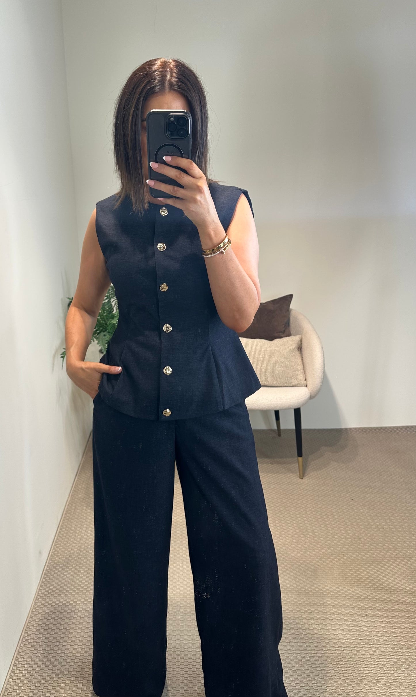 Eva Dark Navy Waistcoat