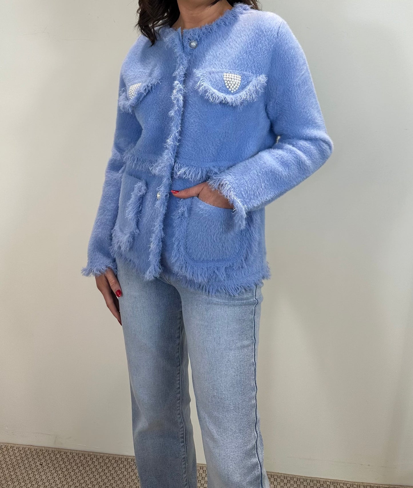 Blue Soft Knit Cardigan