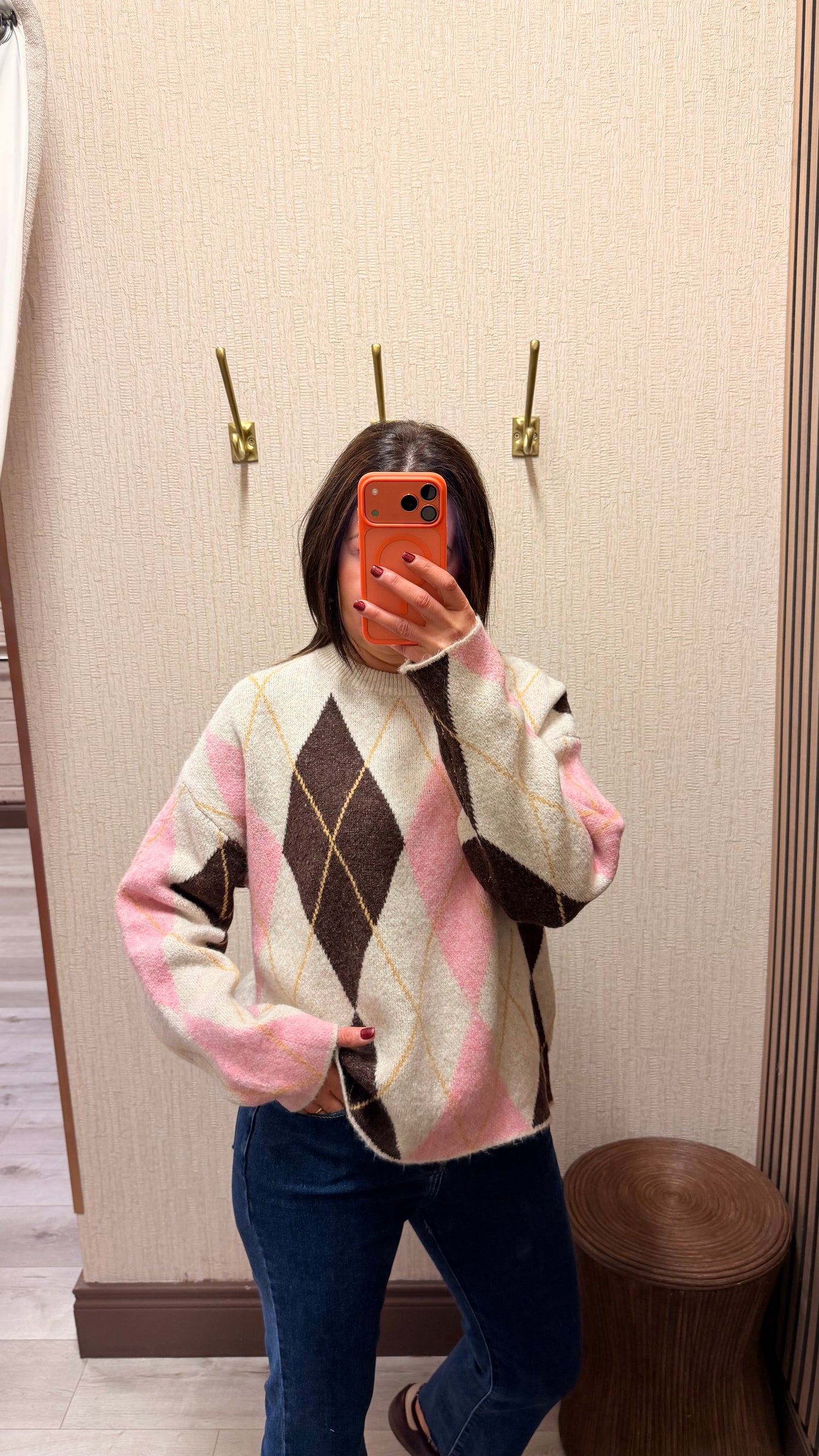 Pink Argyle Sweater