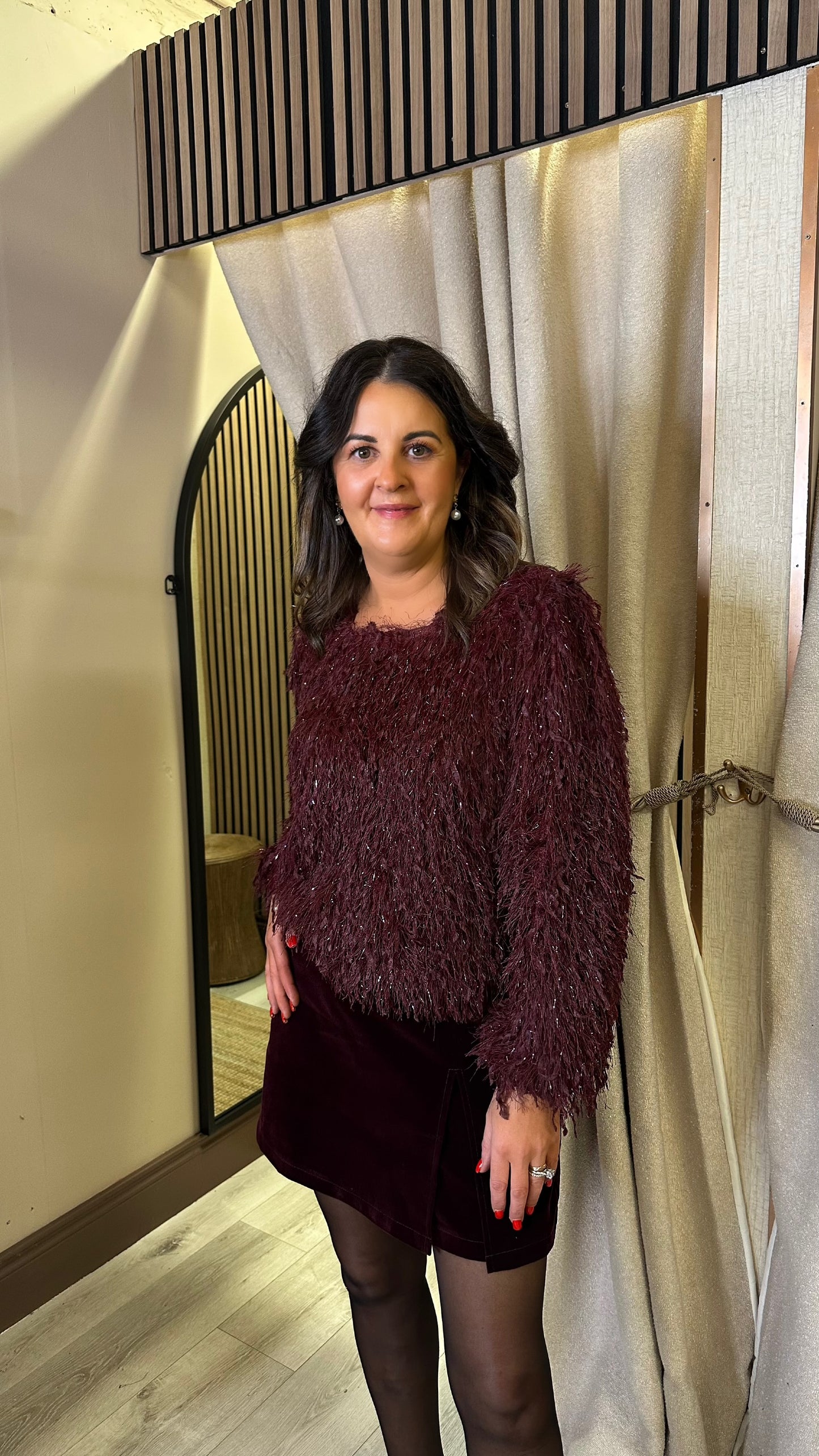 Chloe Wine Sparkle Top