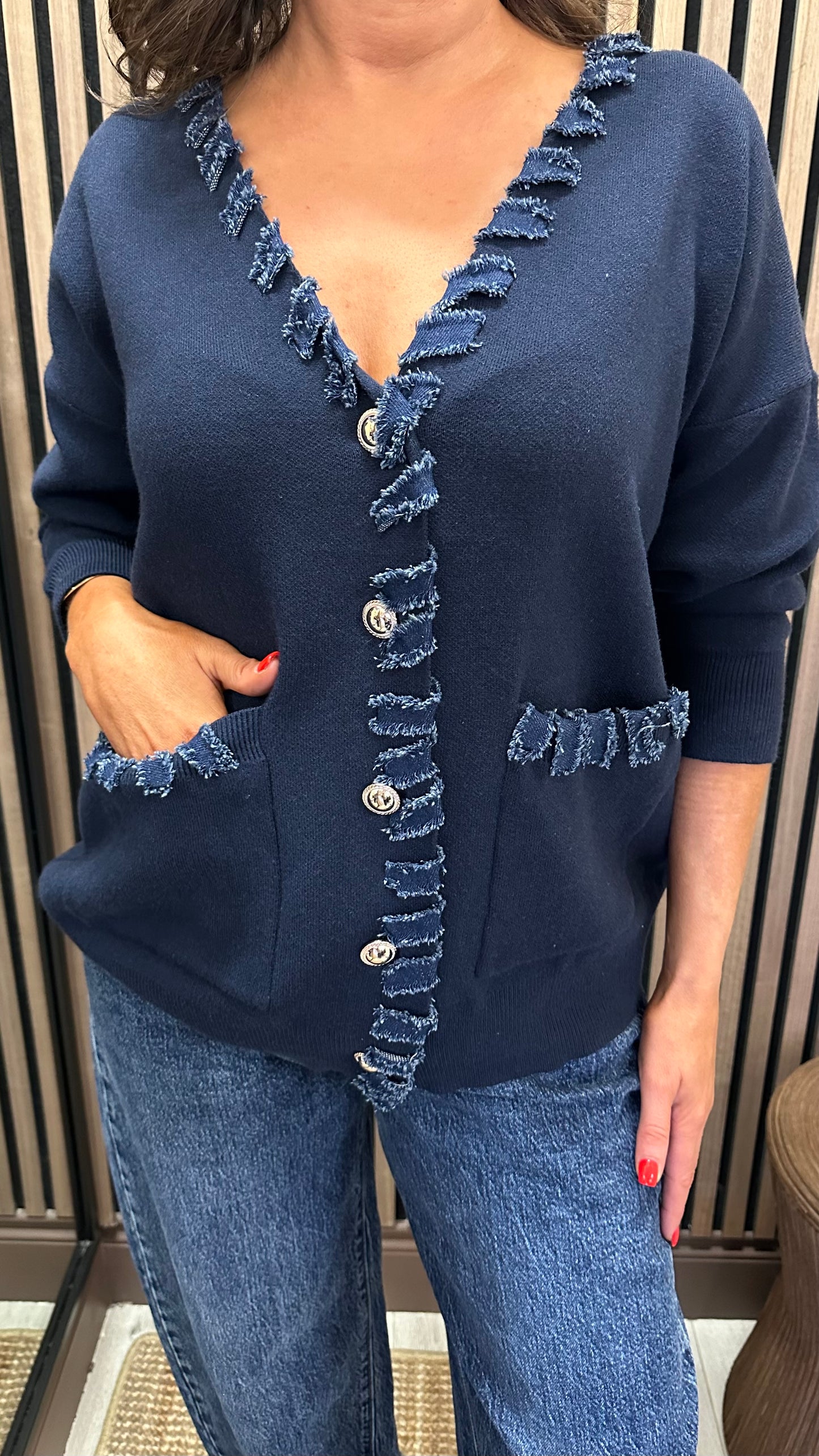 Navy & Denim Oversized Cardigan
