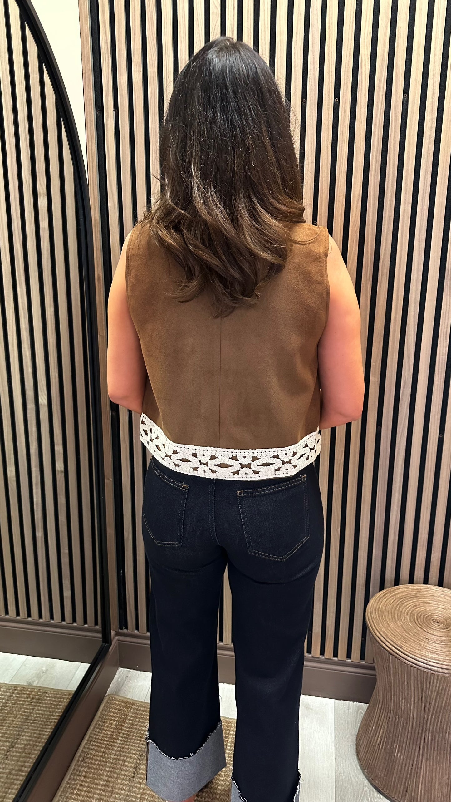 Brown Crochet Detail Waistcoat