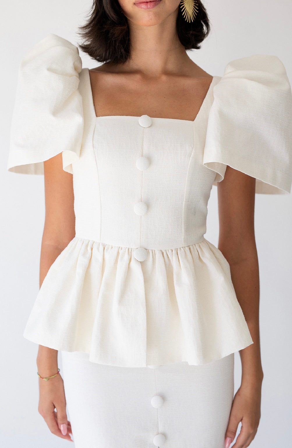 Luxe Ivory Peplum Dress