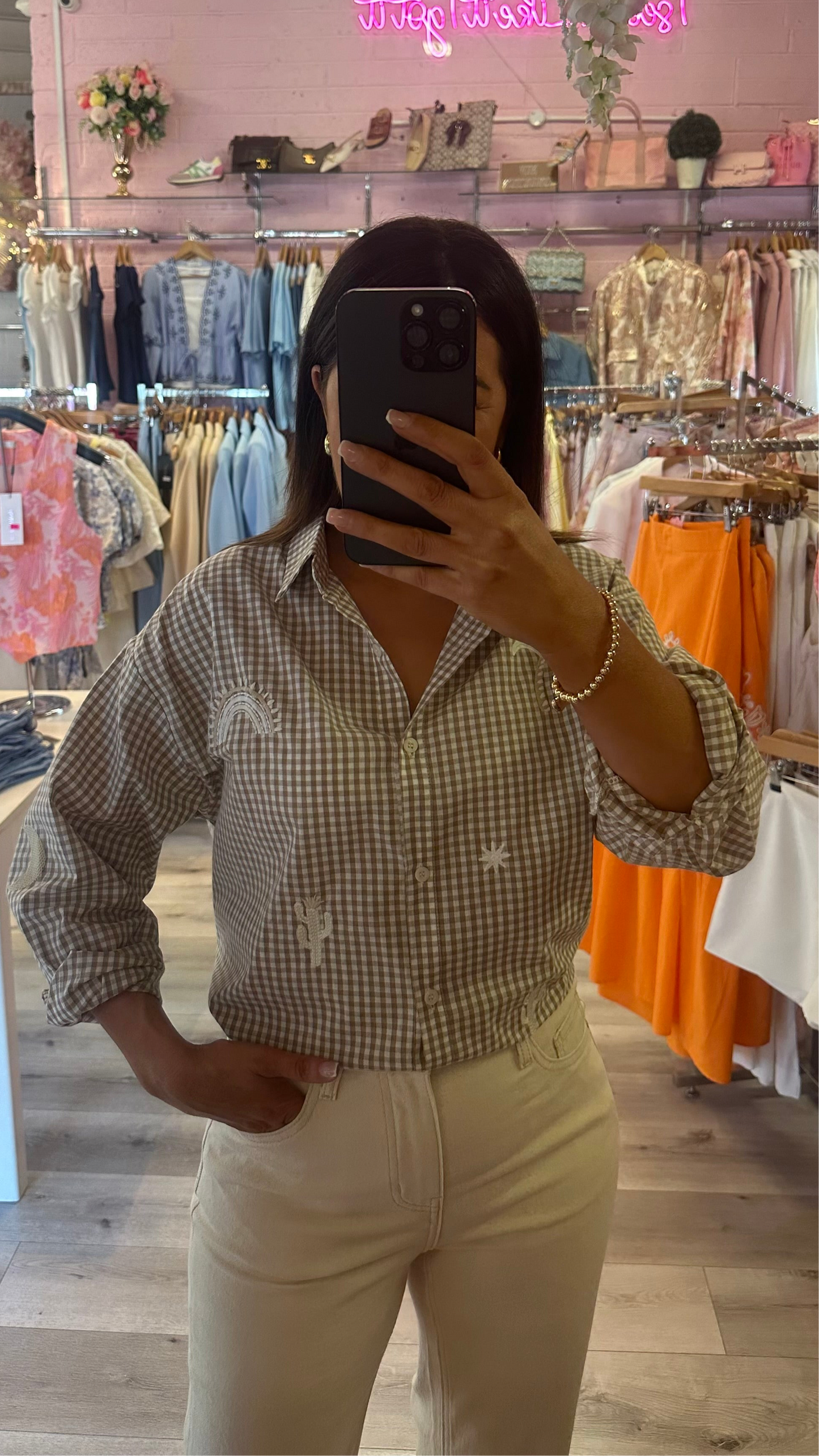 Beige & Cream Check Shirt