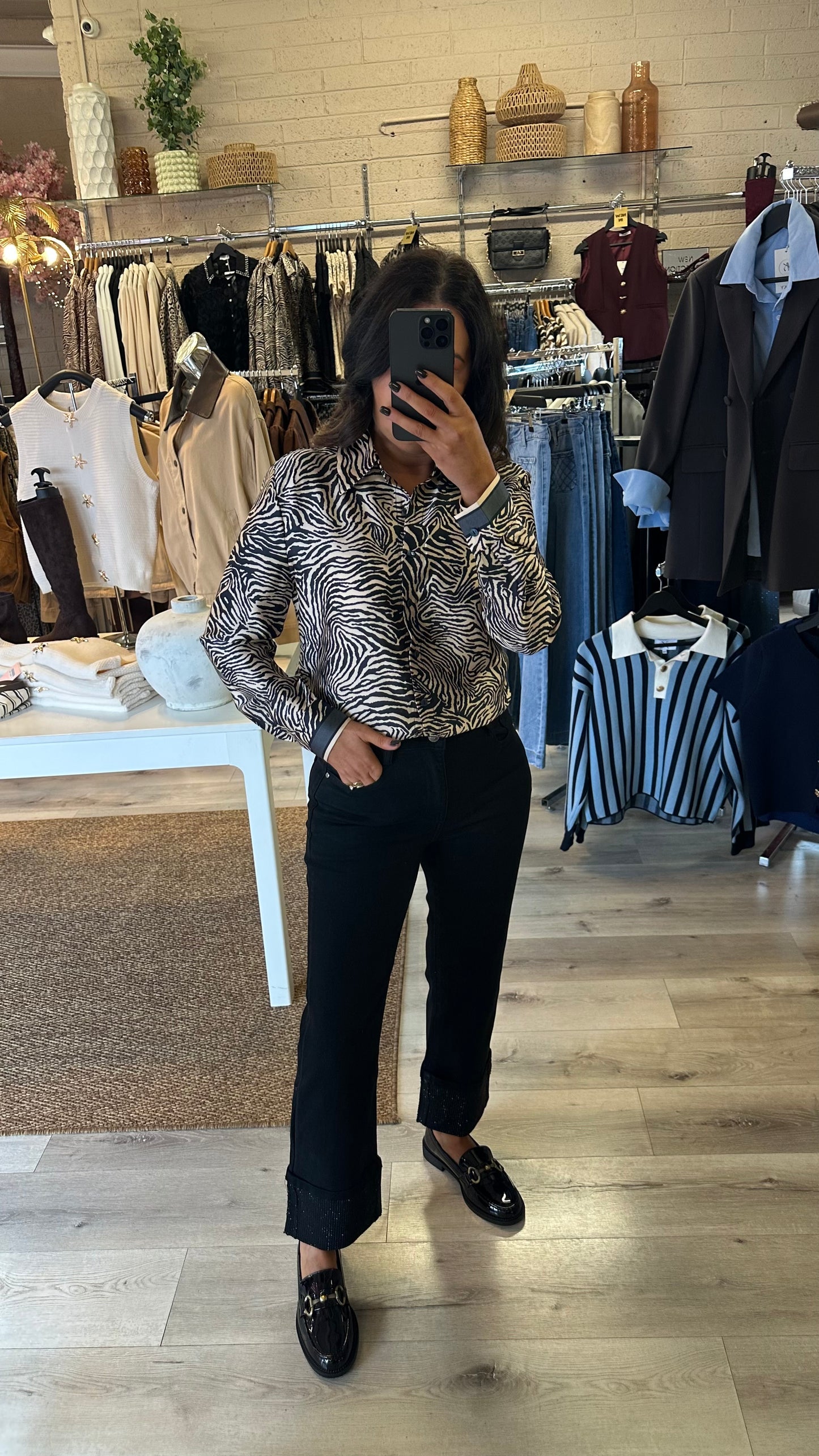 Black Zebra Satin Shirt
