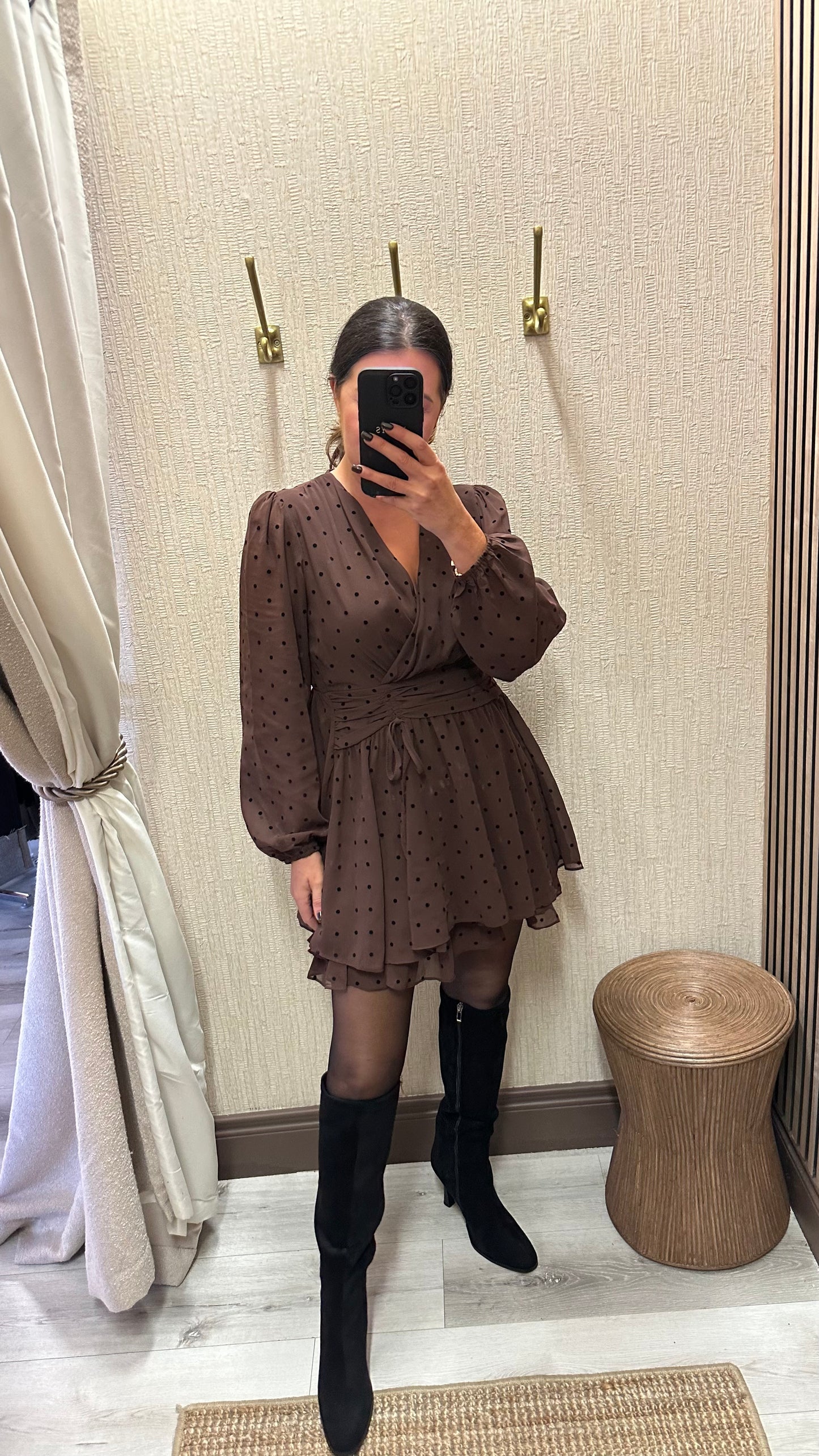 Brown & Black Polka Dot Dress