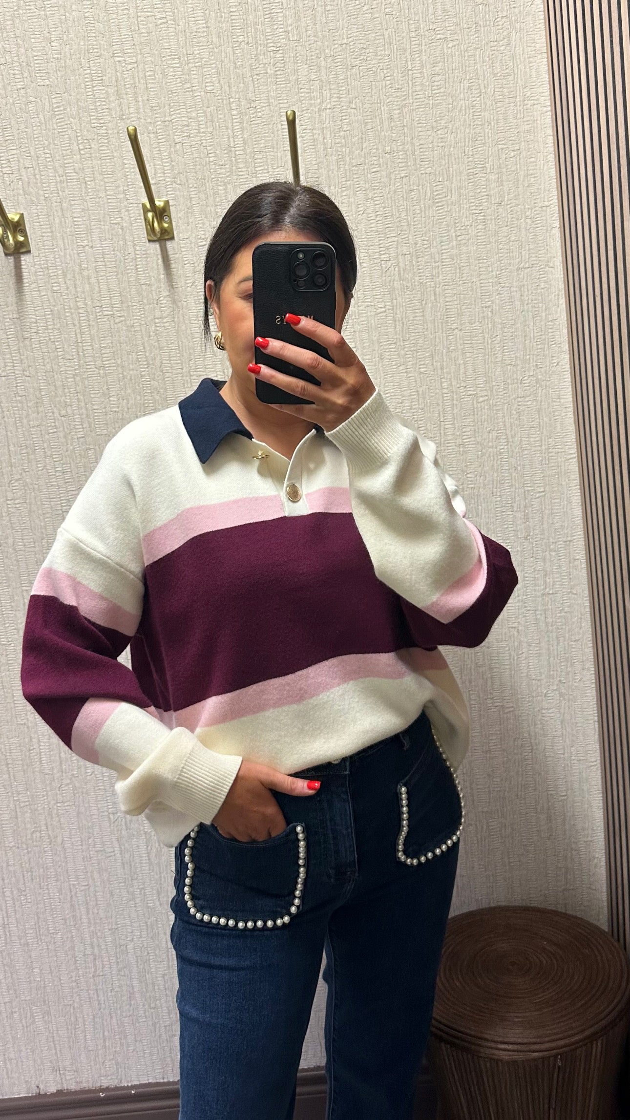 Burgundy & Pink Rugby Polo