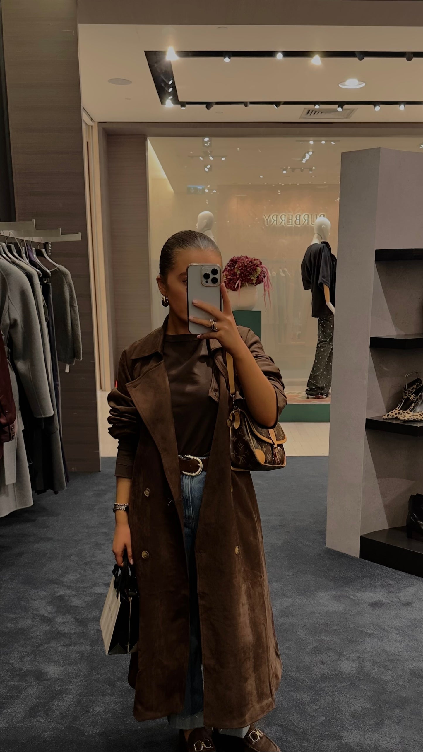 Chocolate Brown Faux Suede Trench