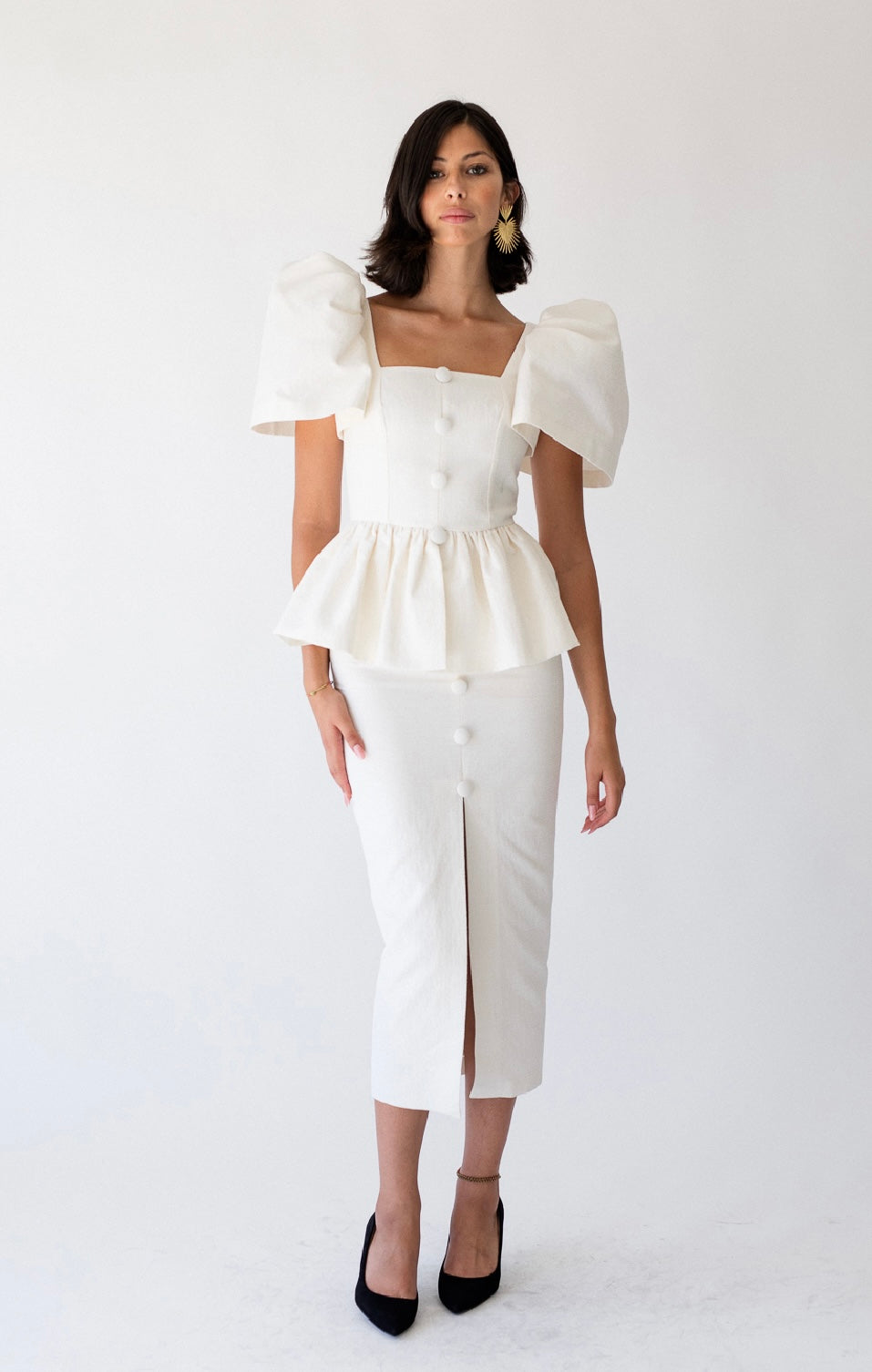 Luxe Ivory Peplum Dress