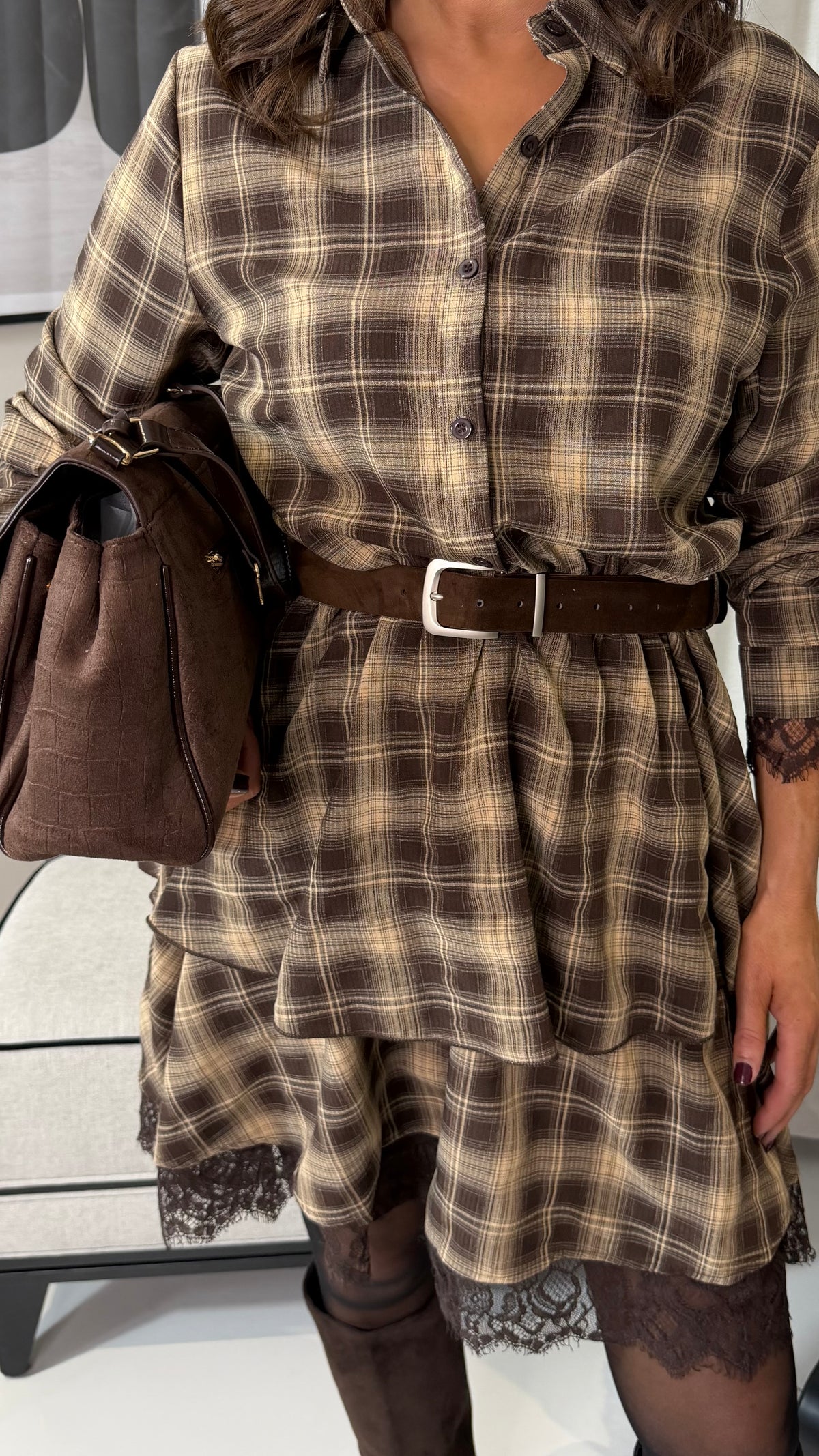 Georgia Brown Suede Effect Handbag