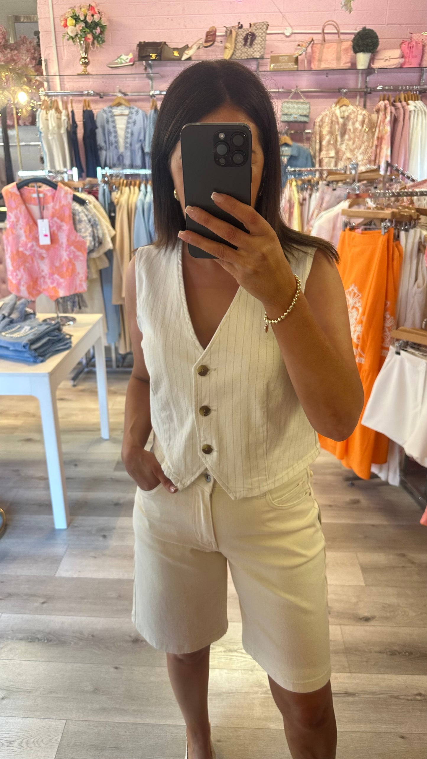 Cream & Brown Striped Waistcoat