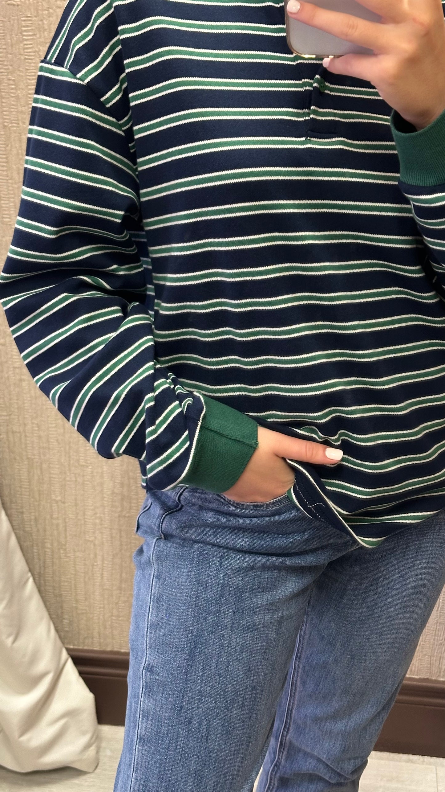 Green & Navy Rugby Top