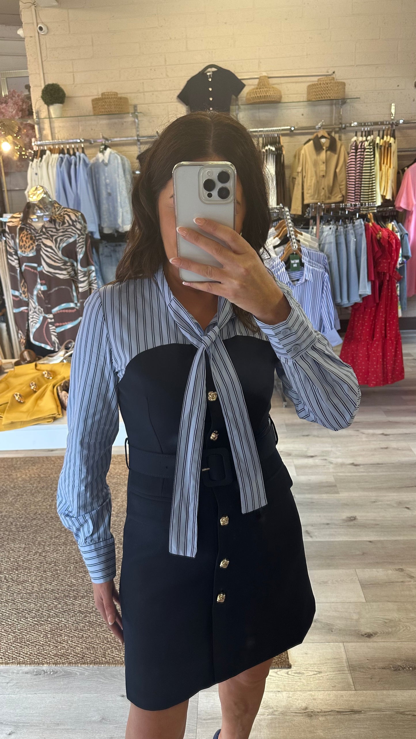 Jade Navy Shirt Dress