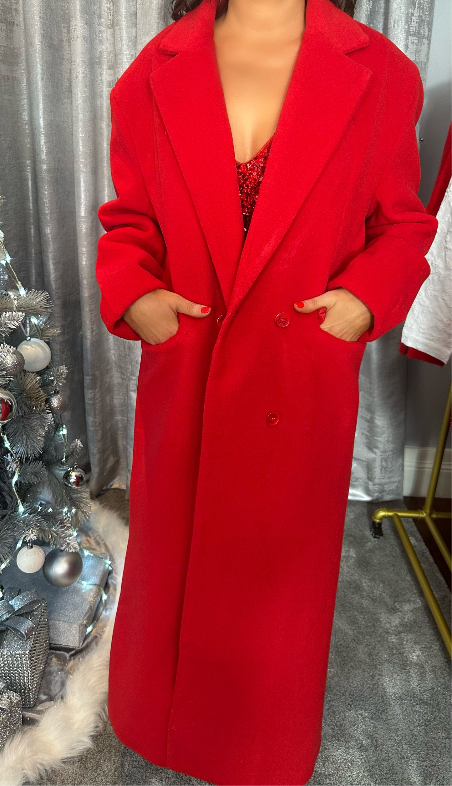 Red Double Breasted Coat