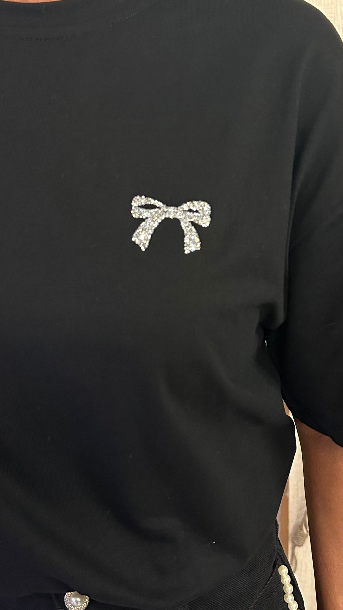 Black T-Shirt with Diamanté detail