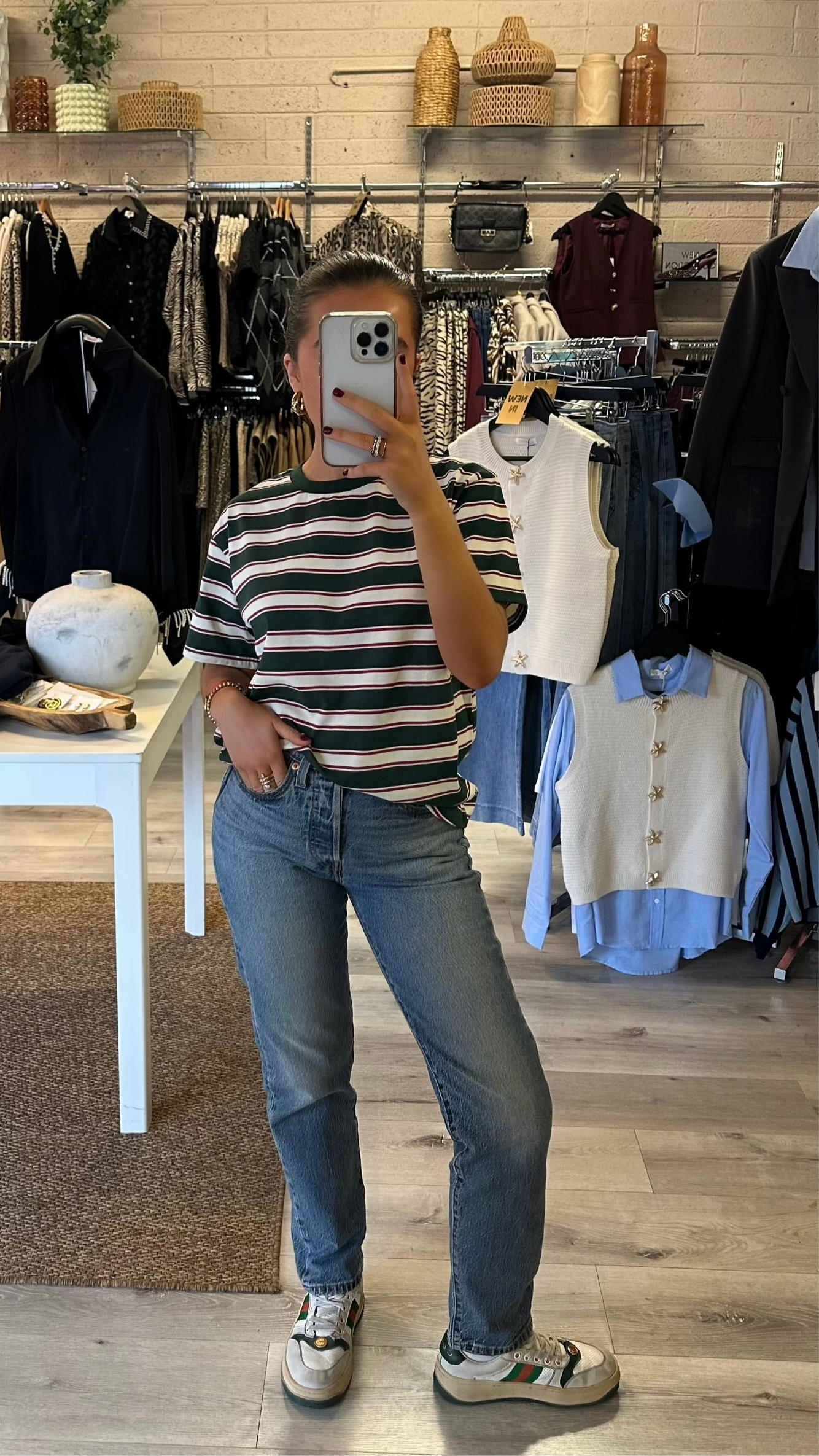 Green & Red Striped T-Shirt