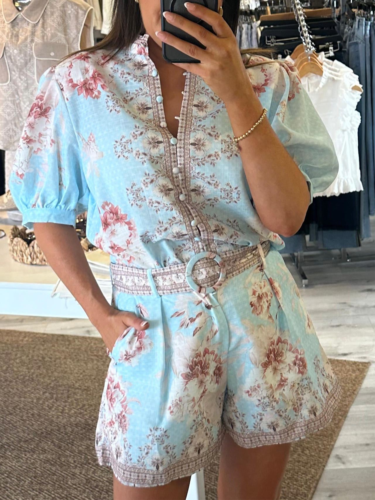 Blue Floral Shorts