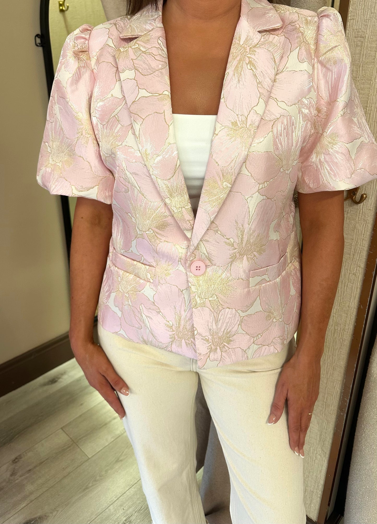 Pink One Button Top