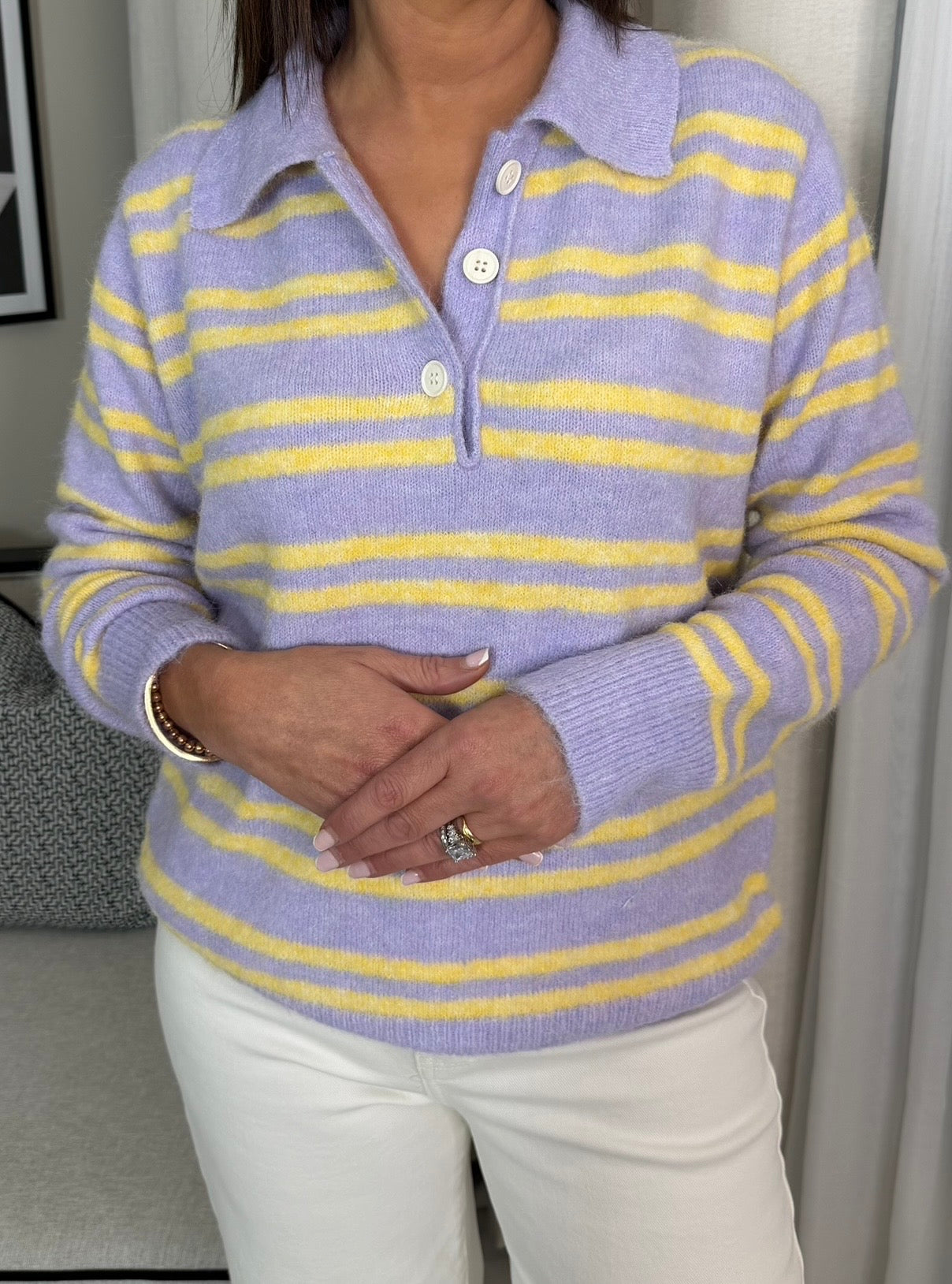 Lilac & Lemon Striped Polo
