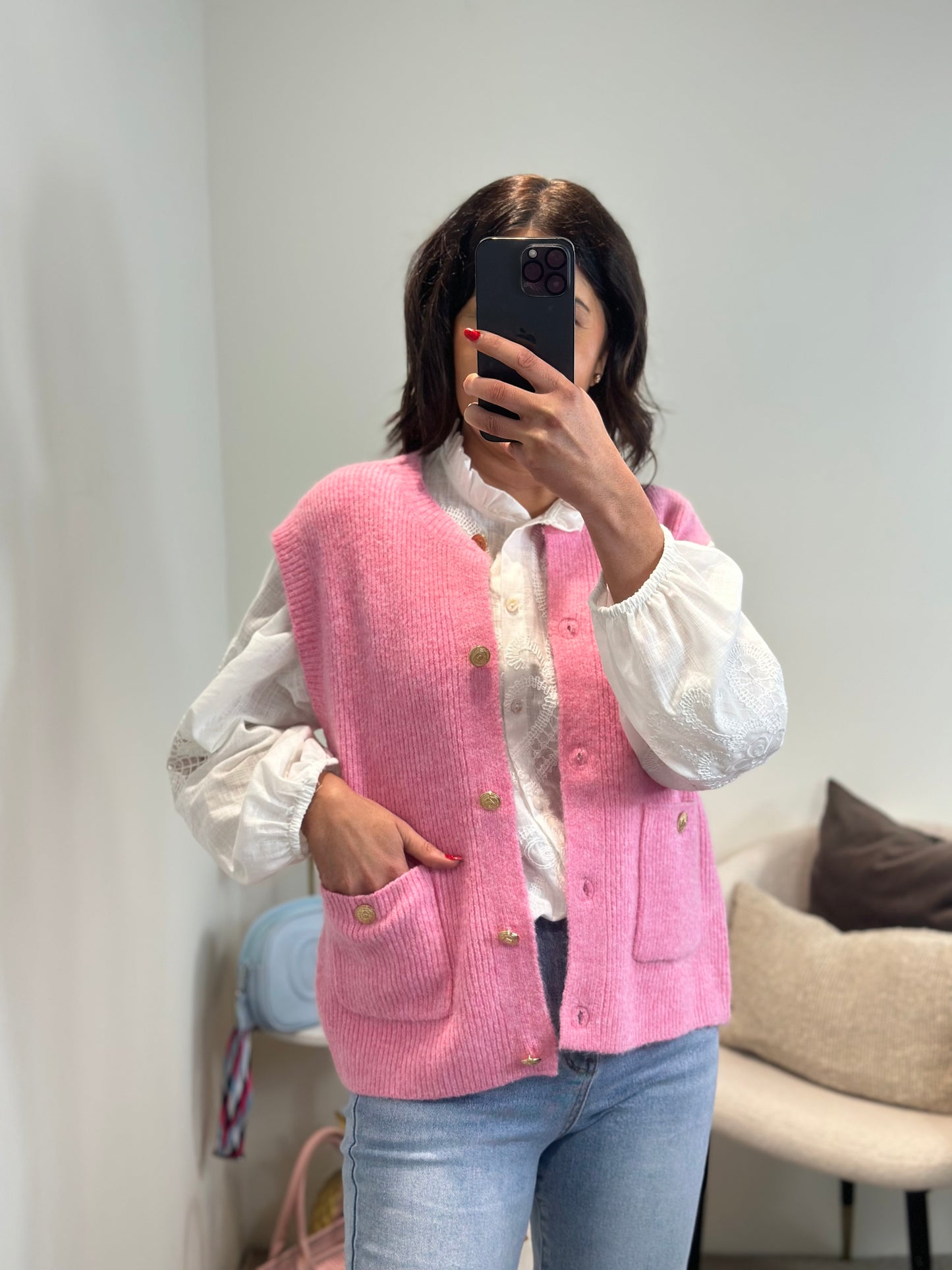 Pink Knit Waistcoat