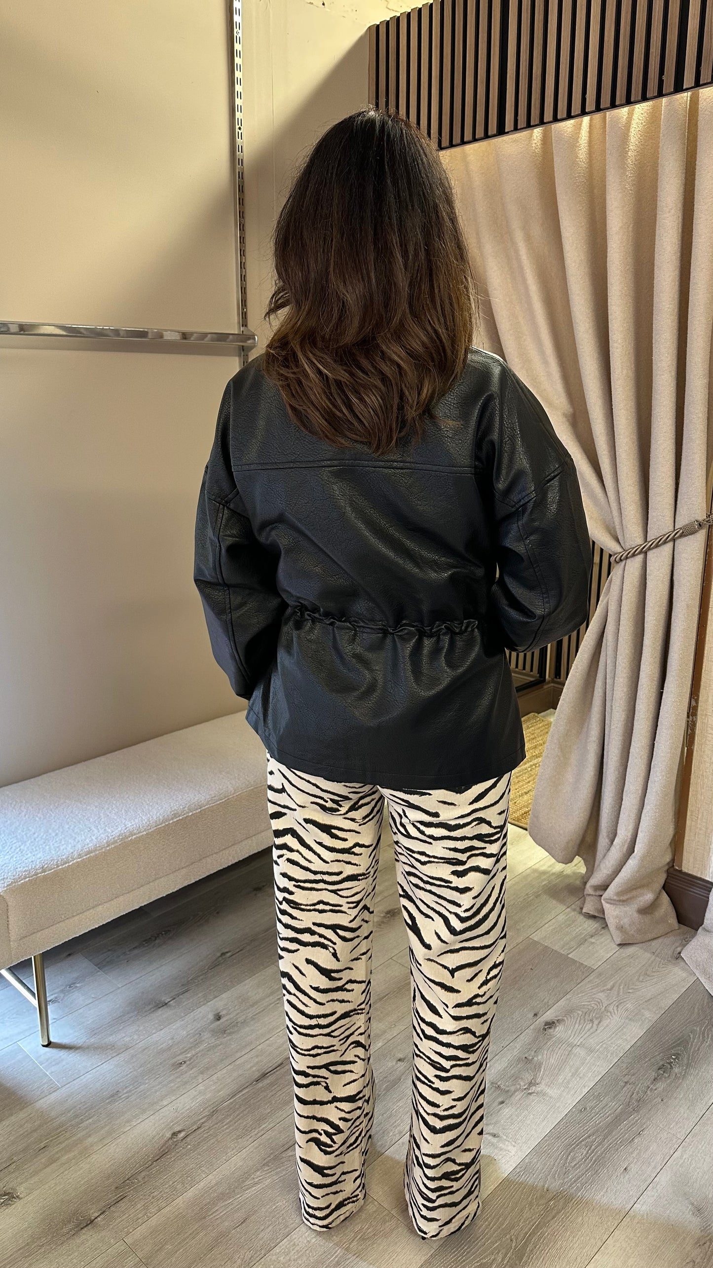 Cream Zebra Print Jeans