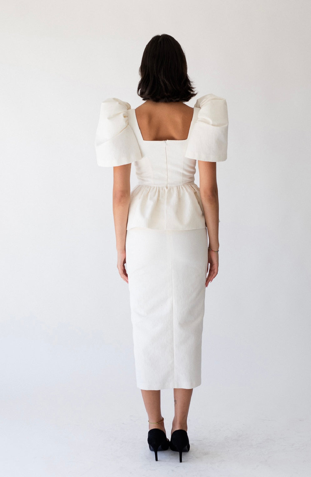 Luxe Ivory Peplum Dress