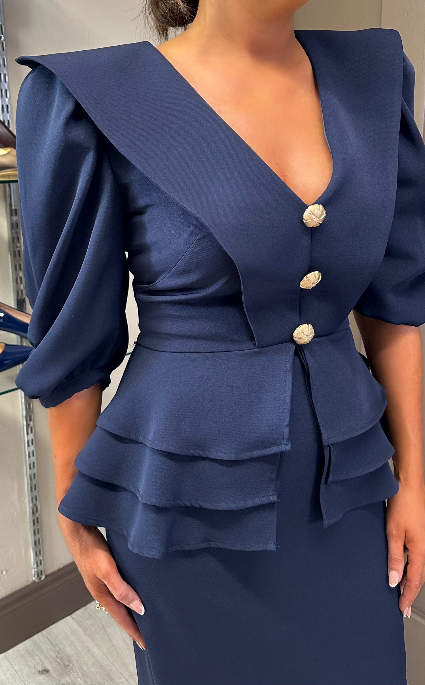Lavish Navy Peplum Dress