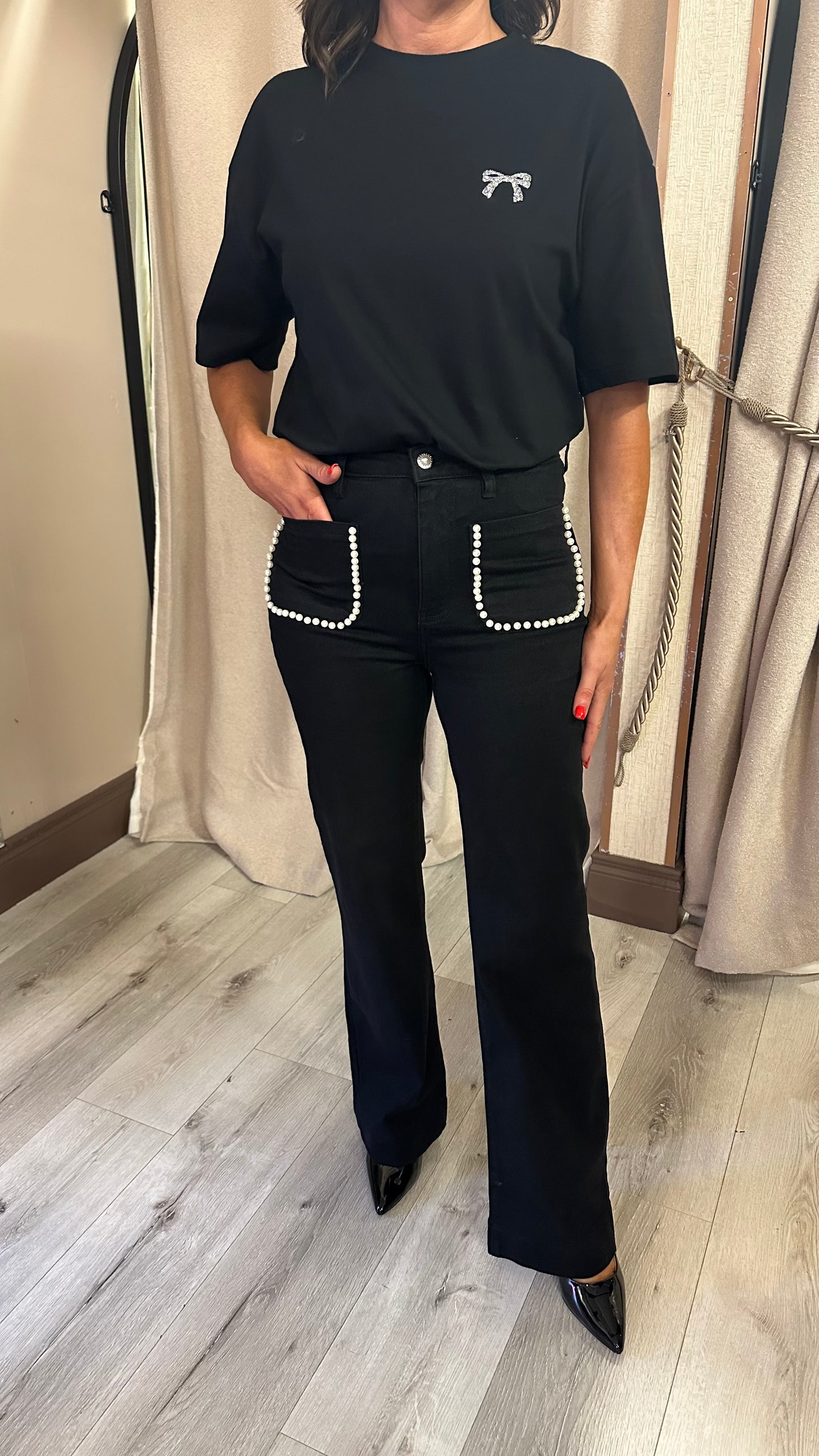 Black T-Shirt with Diamanté detail