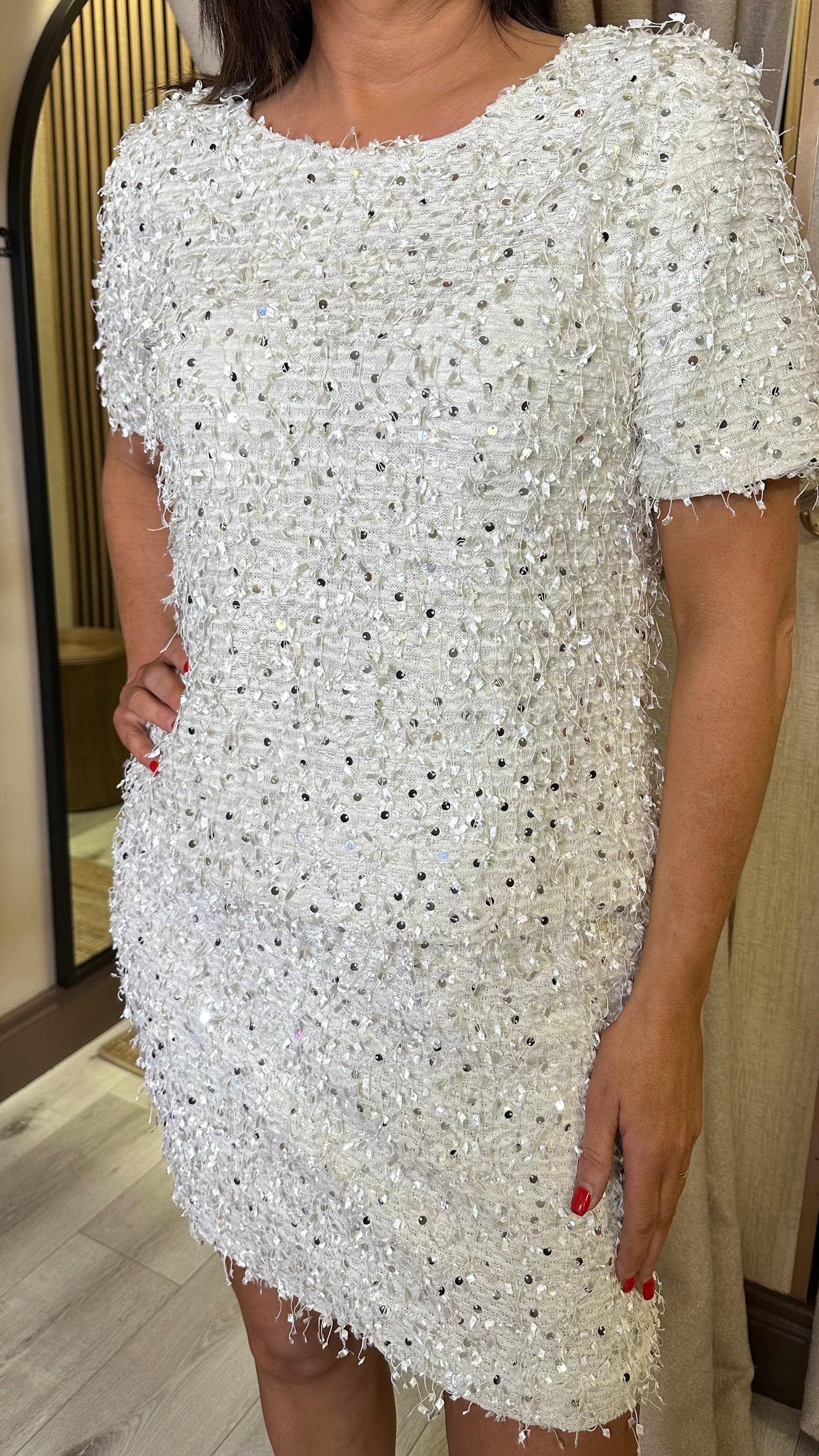 Winter White Sequin Skirt