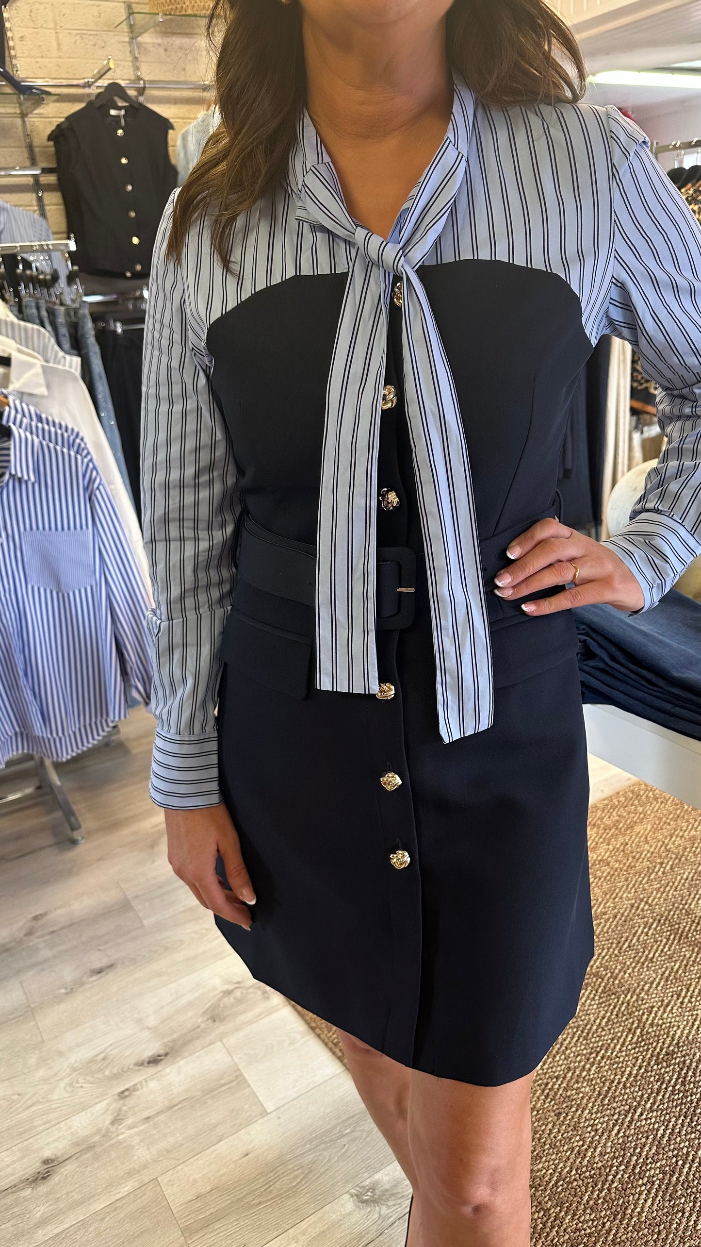 Jade Navy Shirt Dress