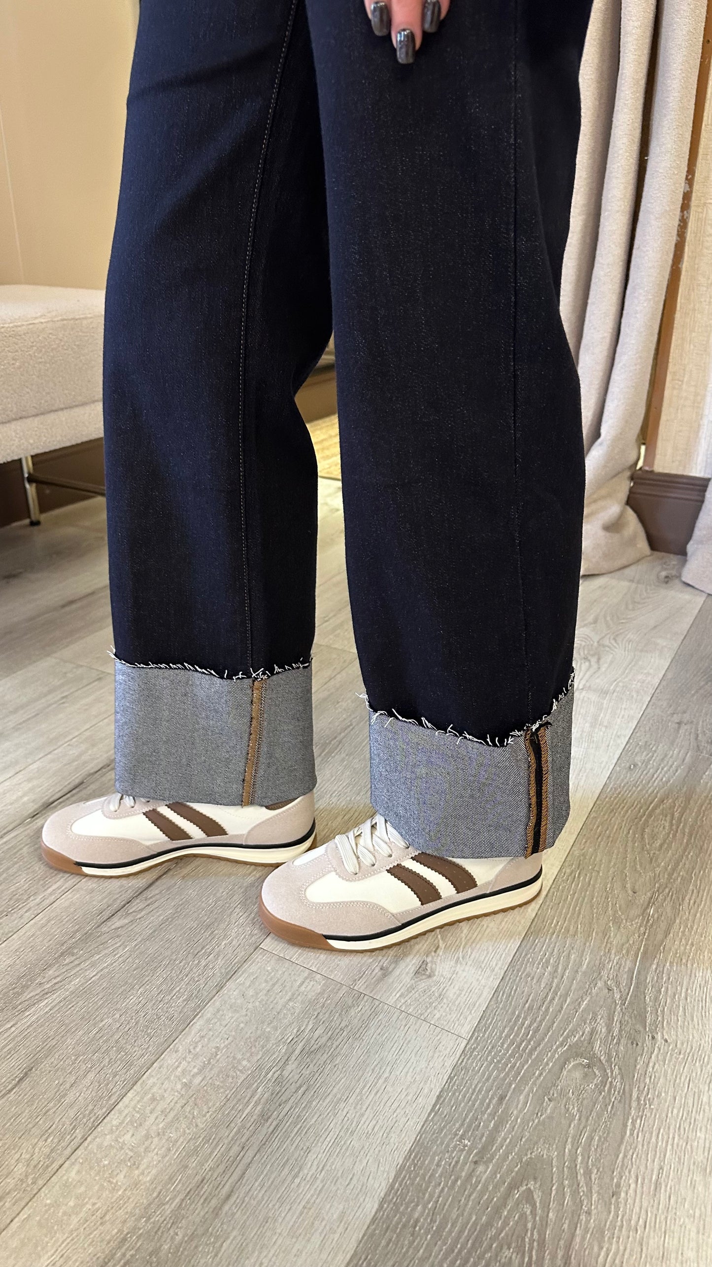 Dark Denim Turn-up Jeans