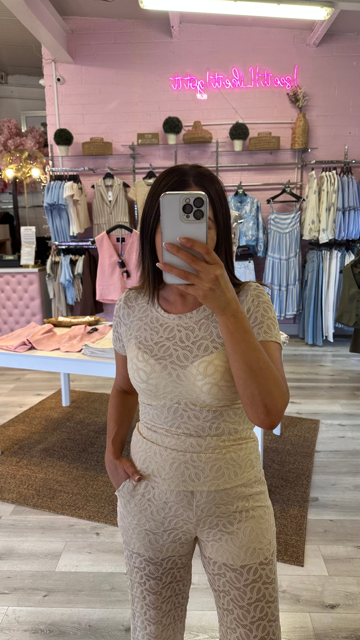 Cream Lace Top