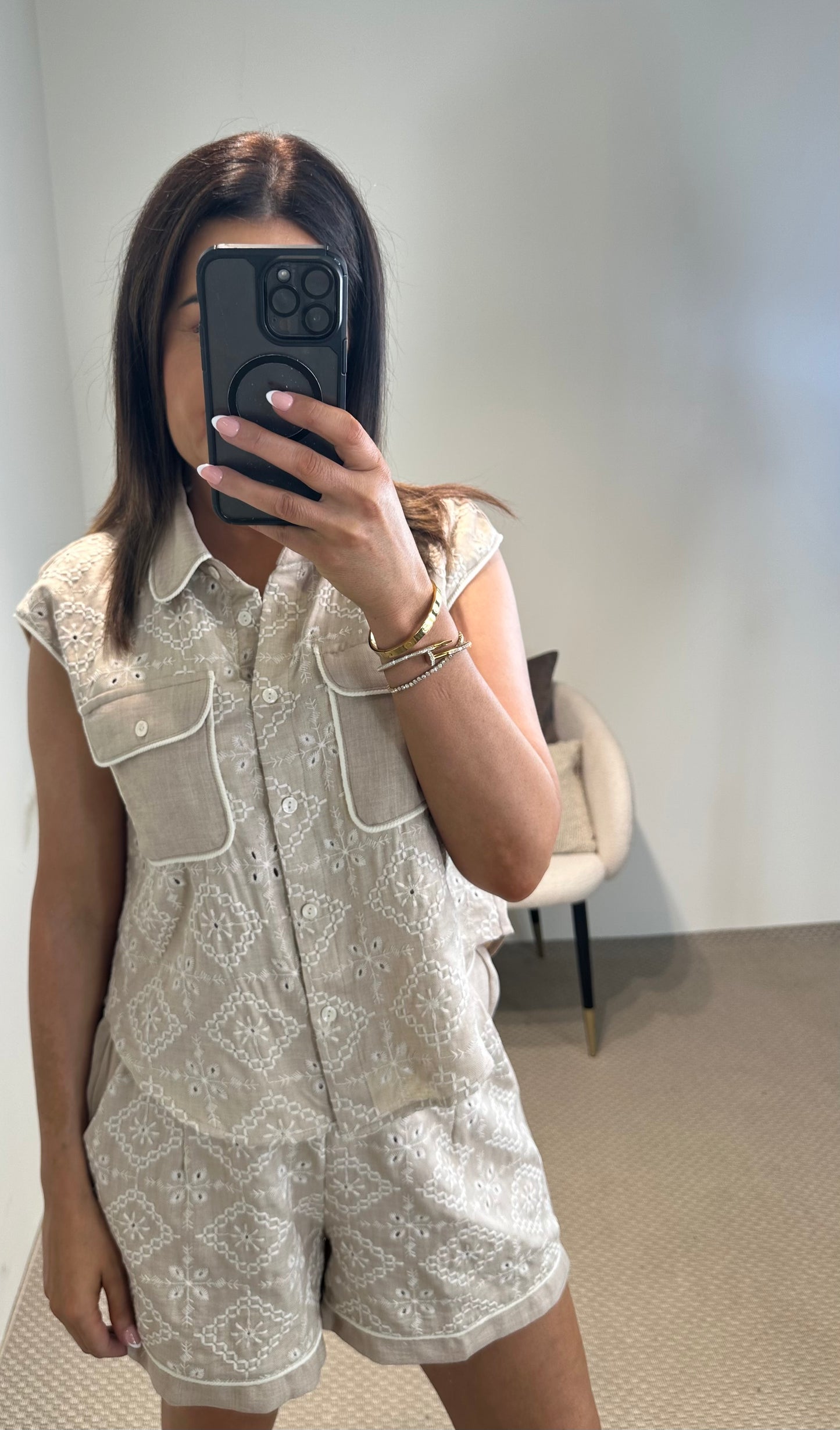 Beige Embroidery Shirt