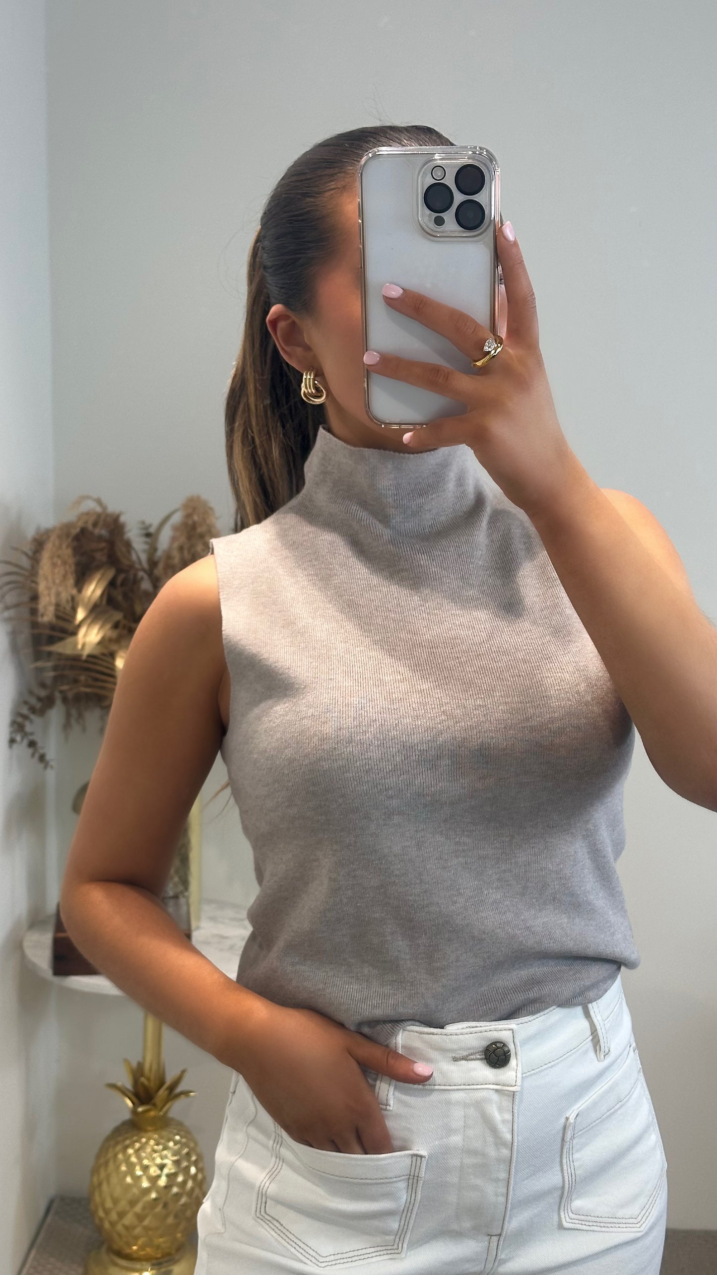 Taupe Knit Turtleneck