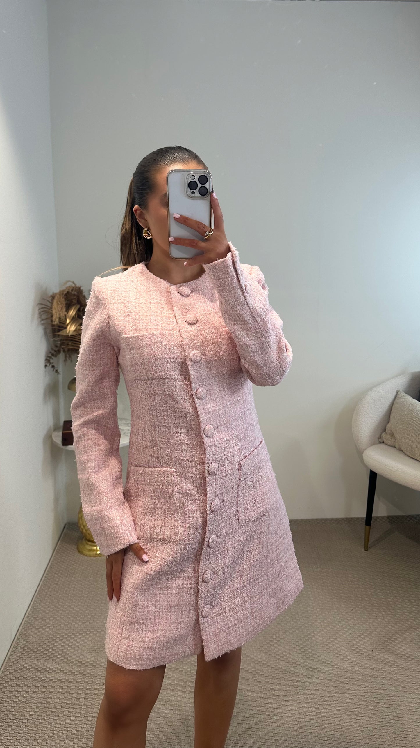 Pink Tweed Dress