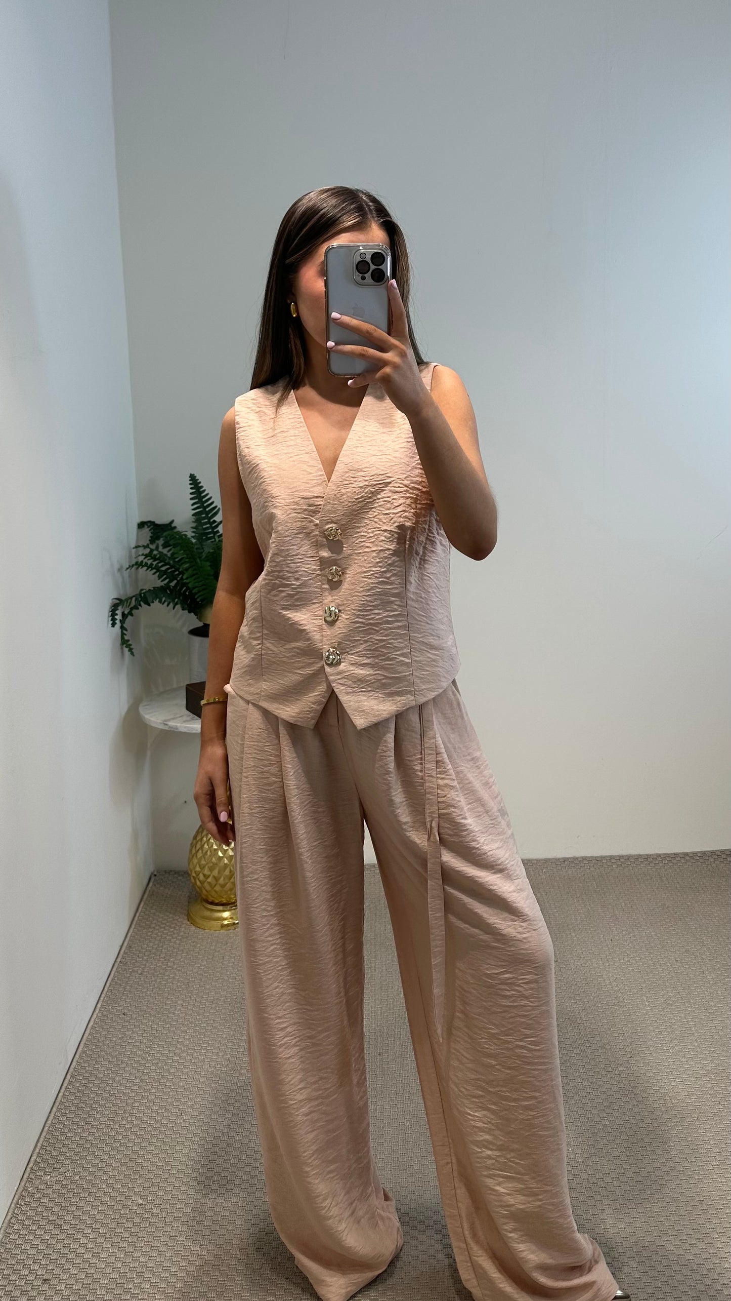 Peach Wide-Leg Trousers
