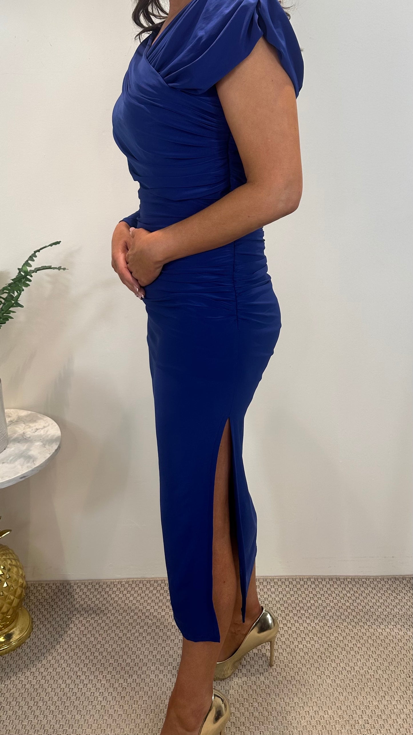 Maeve Blue Ruched Dress