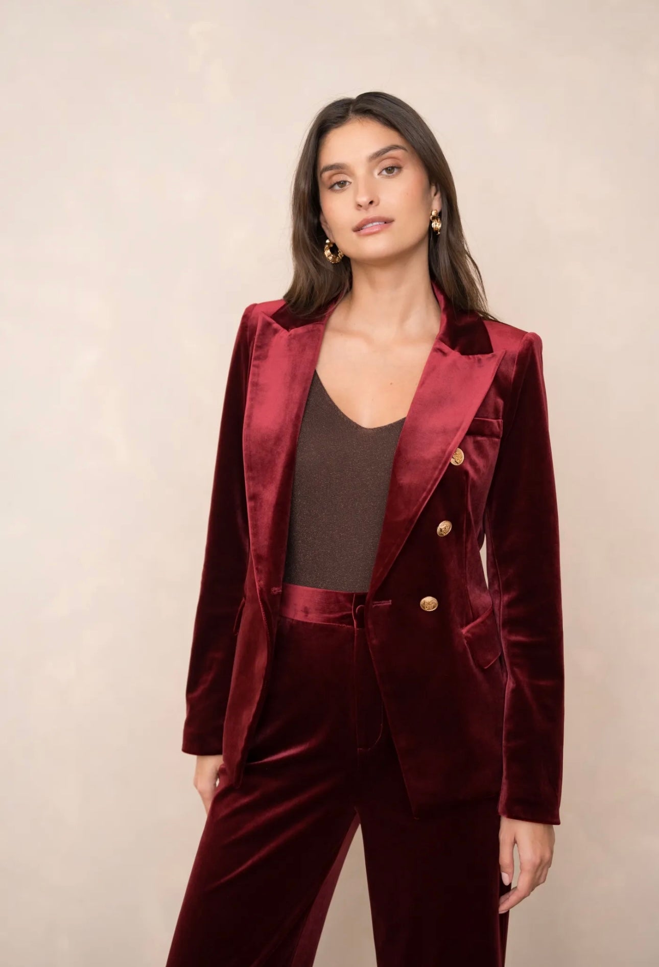 Wine Velvet Blazer