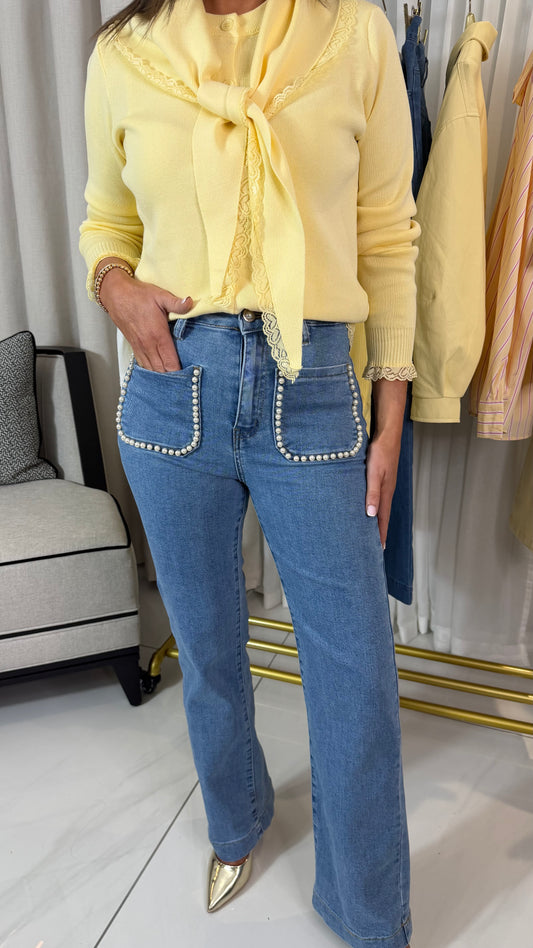 Light Blue Pearl Detail Jeans