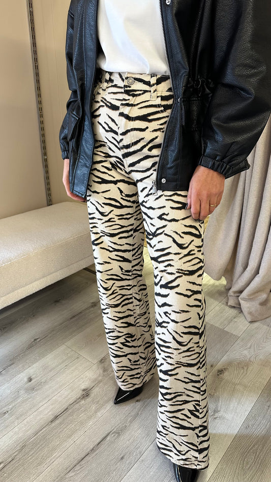 Cream Zebra Print Jeans