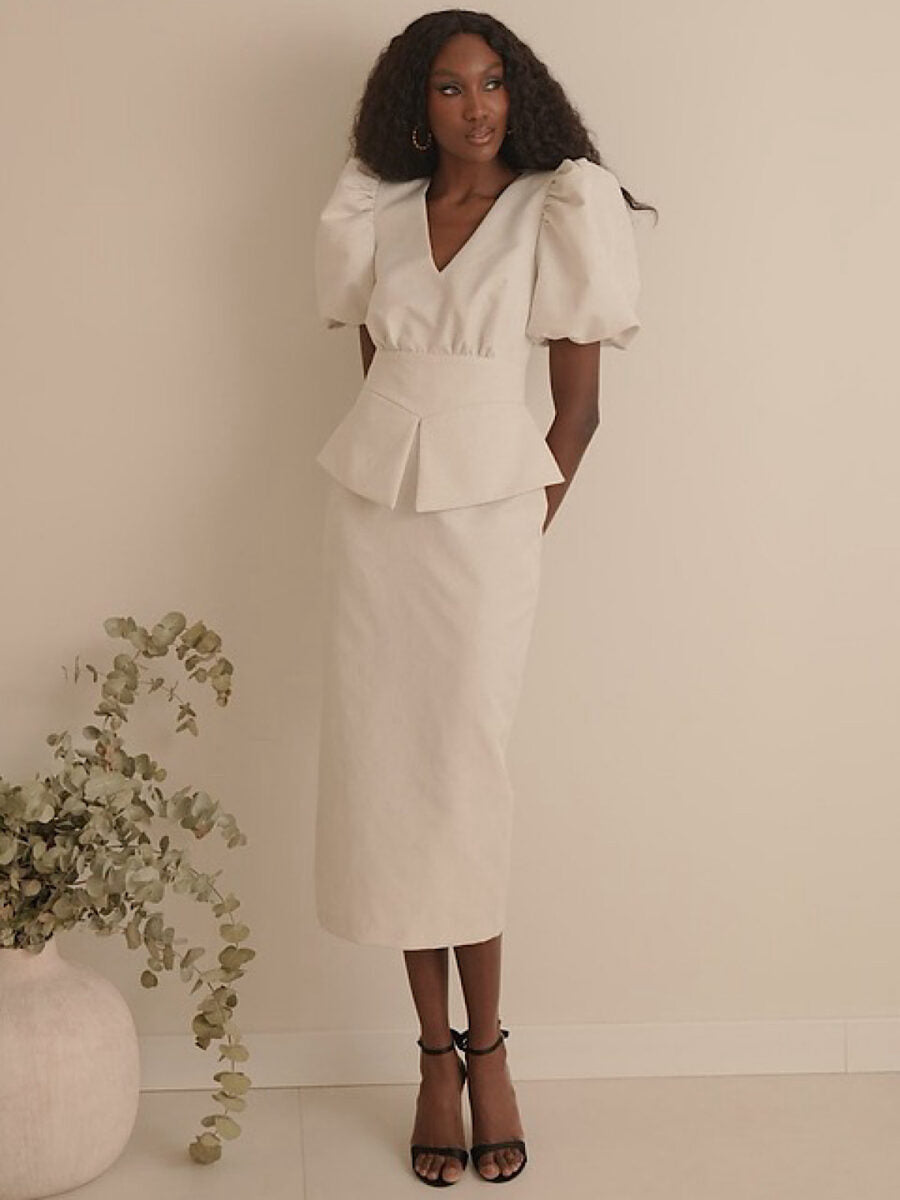Lottie White Peplum Dress – COY online
