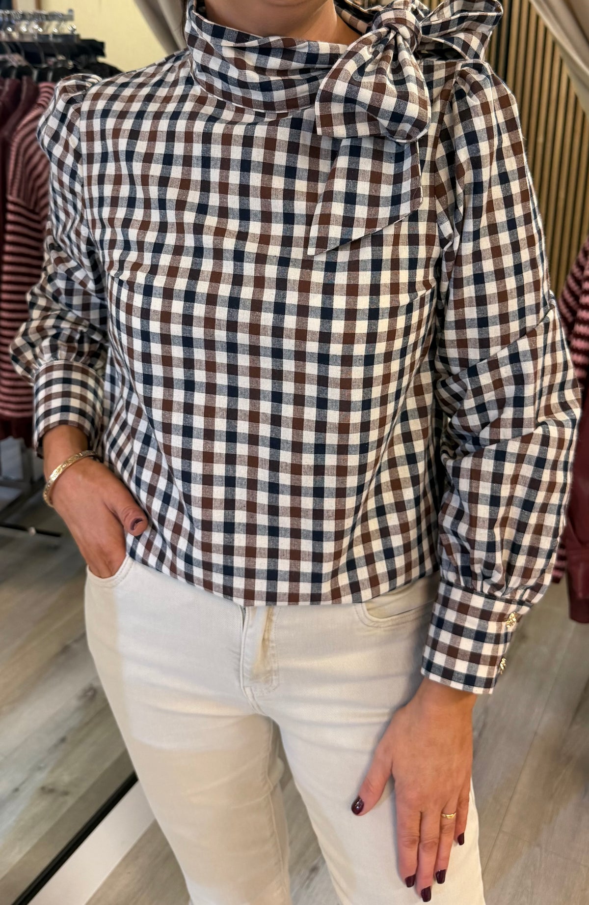Navy, Camel & Cream Check Shirt