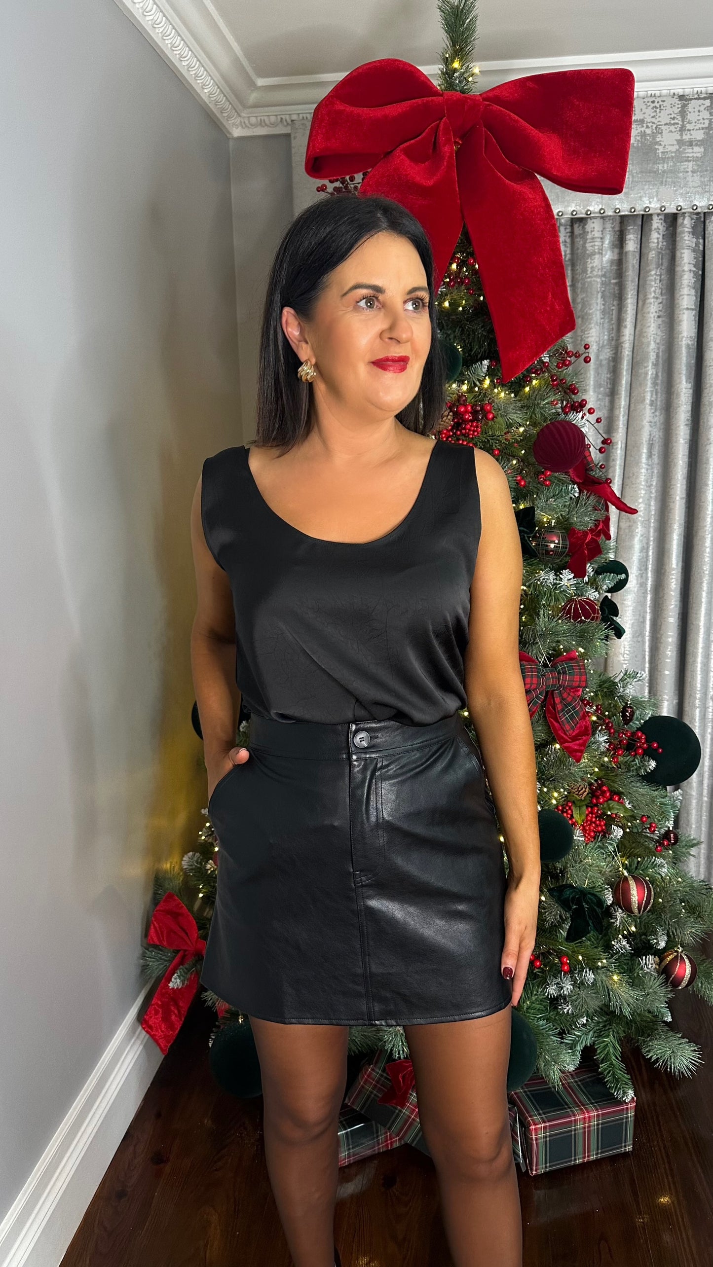 Black Faux Leather Mini Skirt